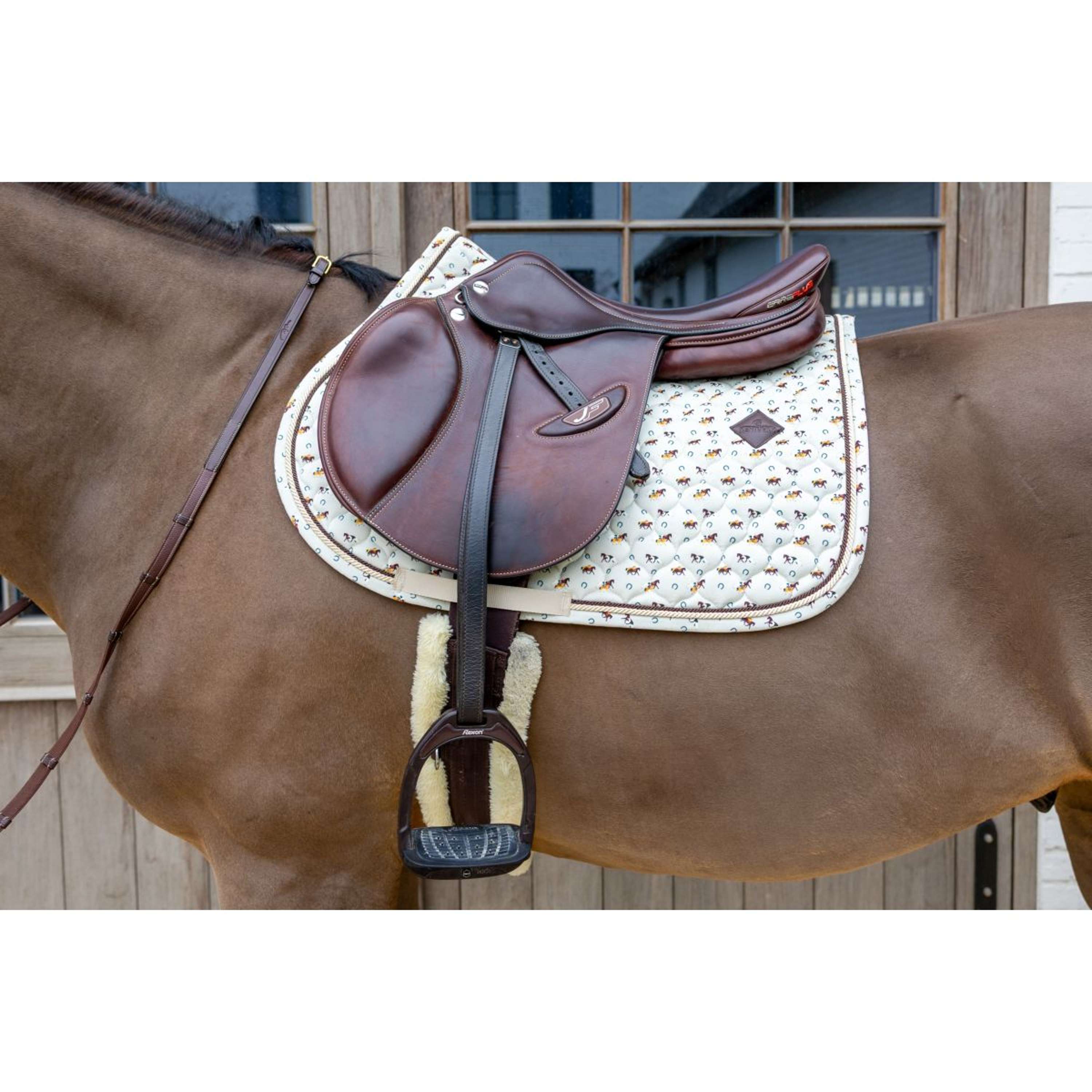 Kentucky Saddlepad Velvet Horse Printing Beige