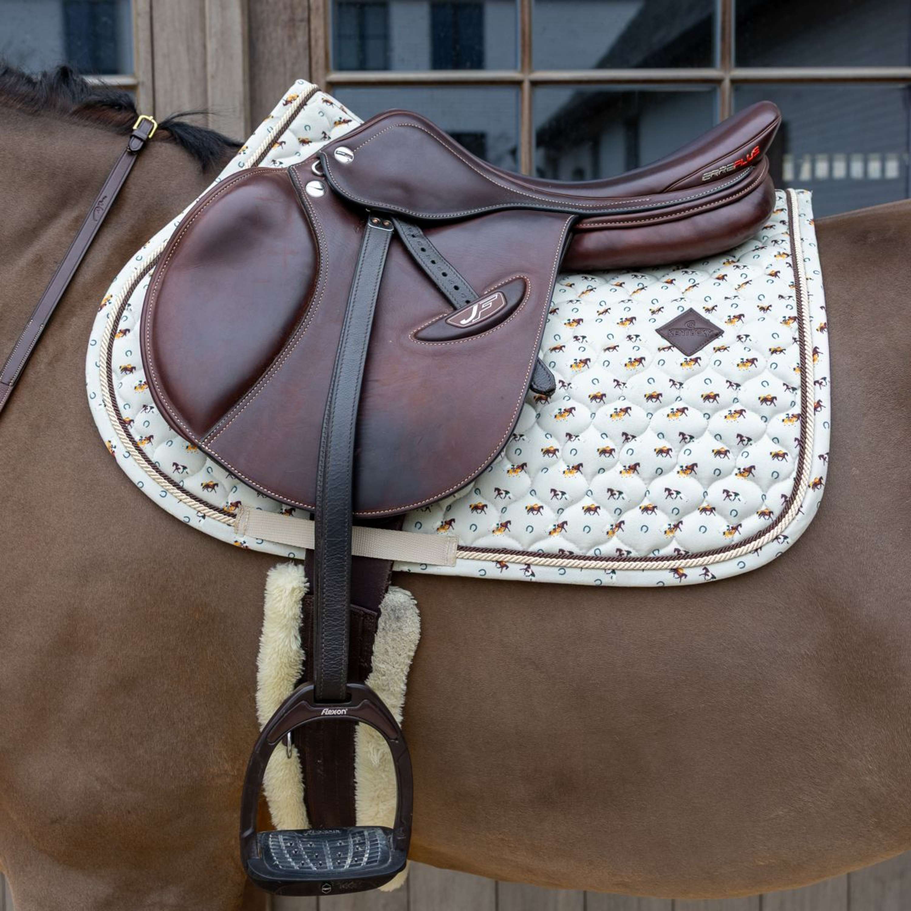 Kentucky Saddlepad Velvet Horse Printing Beige