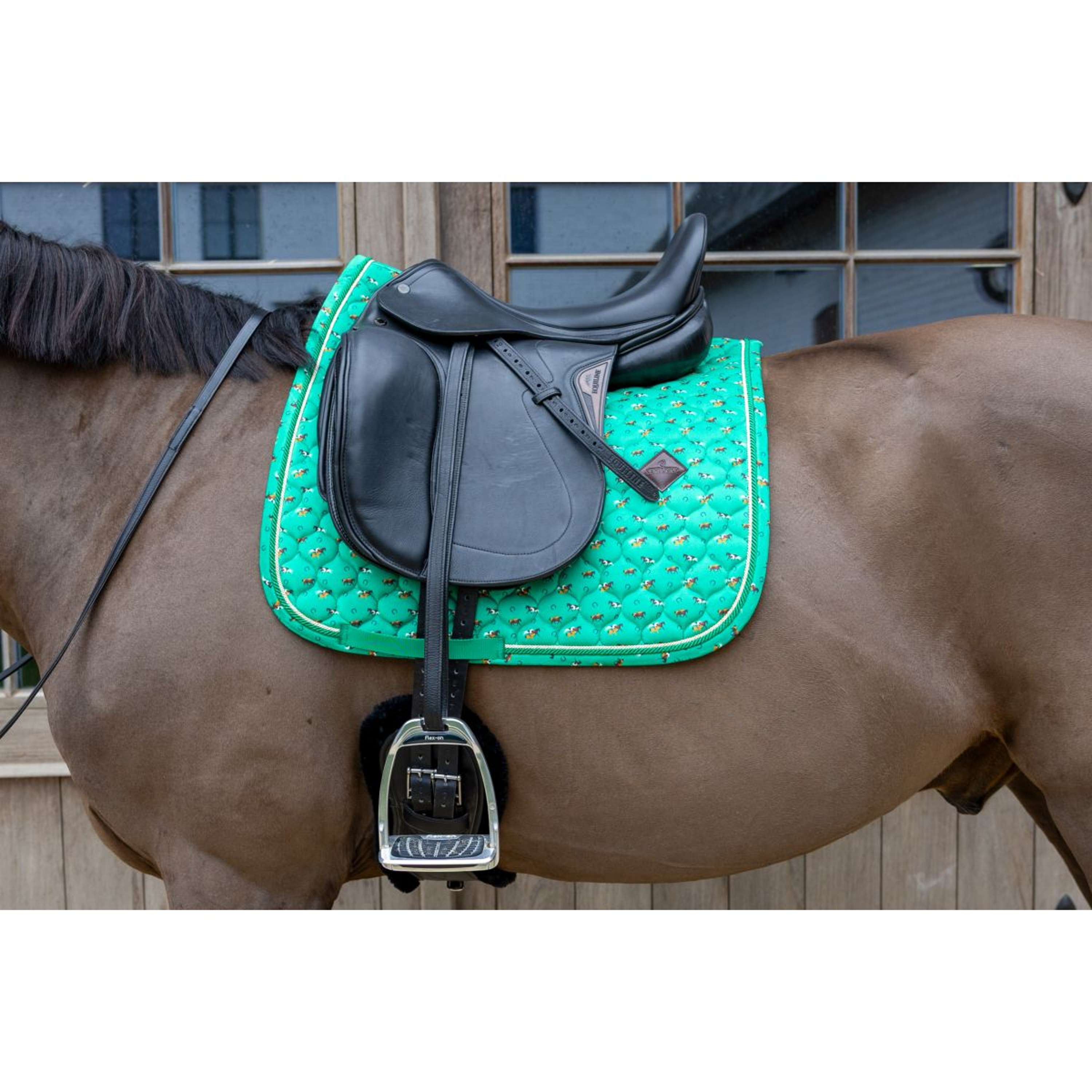 Kentucky Saddlepad Velvet Horse Printing Dressage Green