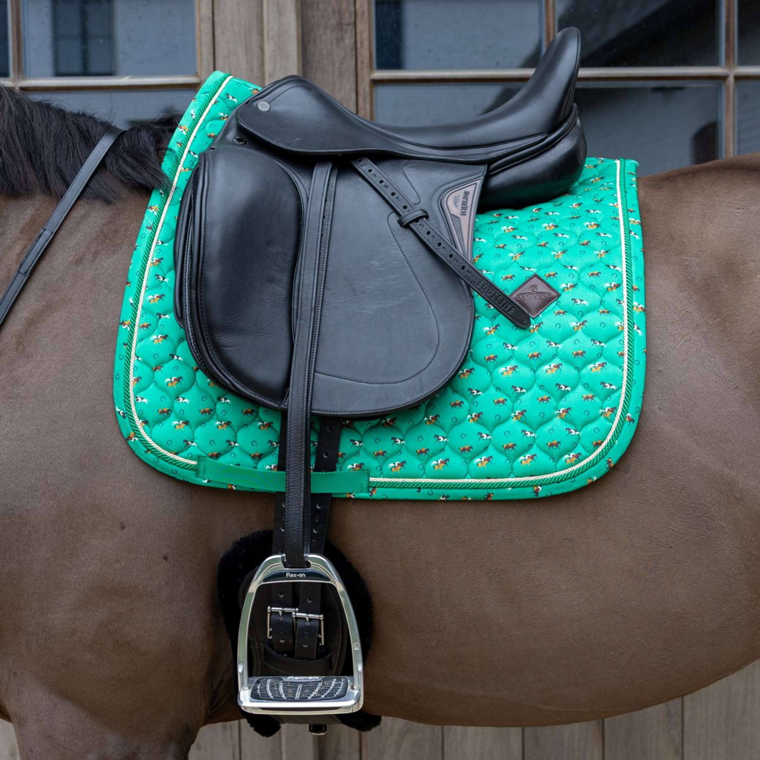 Kentucky Saddlepad Velvet Horse Printing Dressage Green