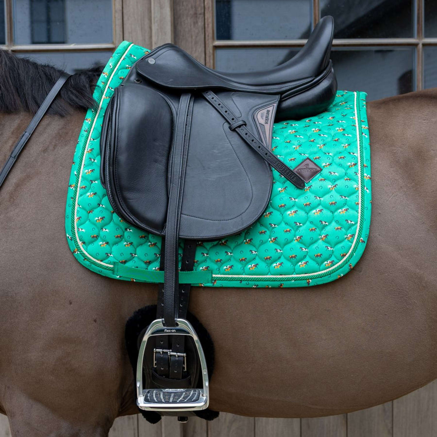 Kentucky Saddlepad Velvet Horse Printing Dressage Green
