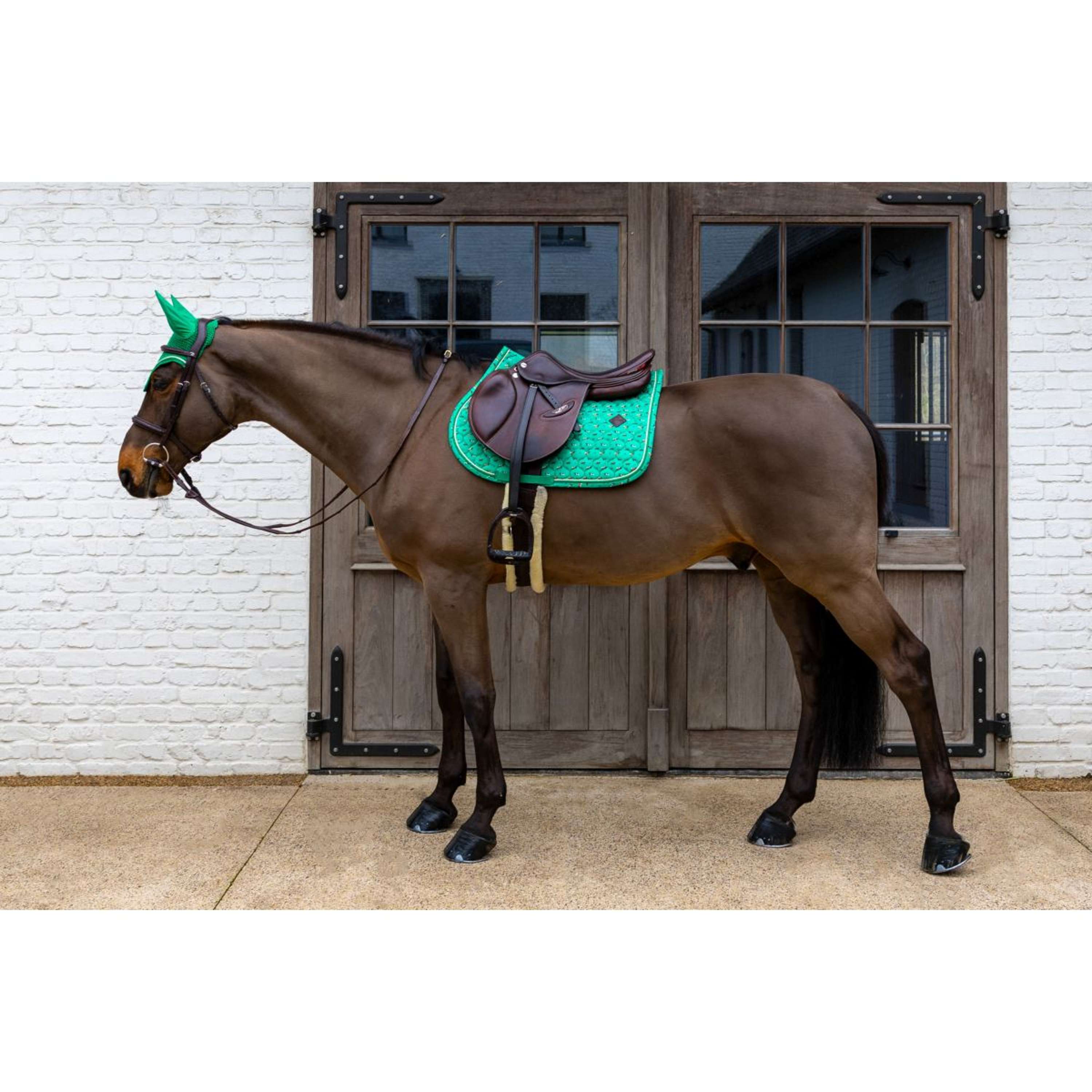 Kentucky Saddlepad Velvet Horse Printing Jumping Green