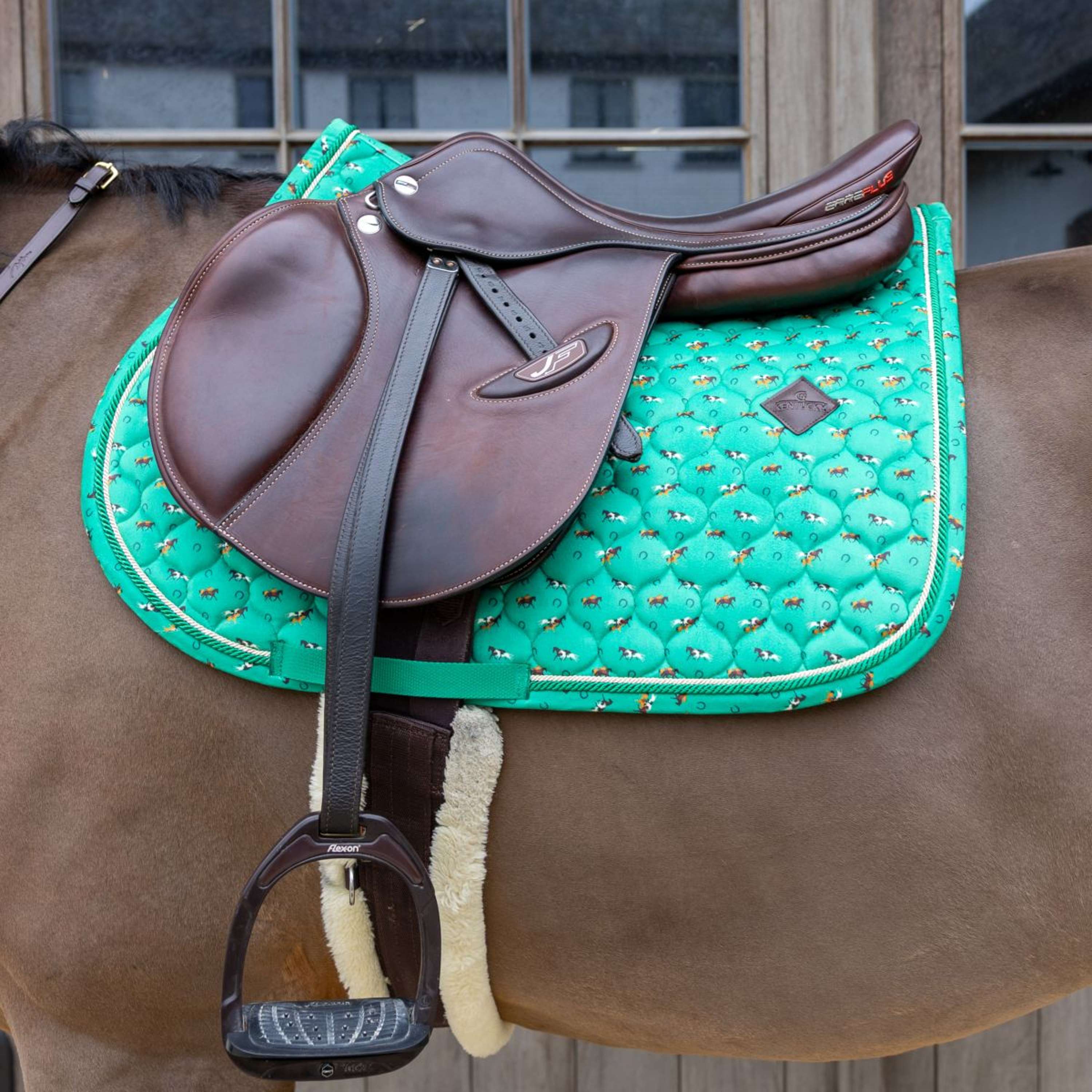 Kentucky Saddlepad Velvet Horse Printing Jumping Green
