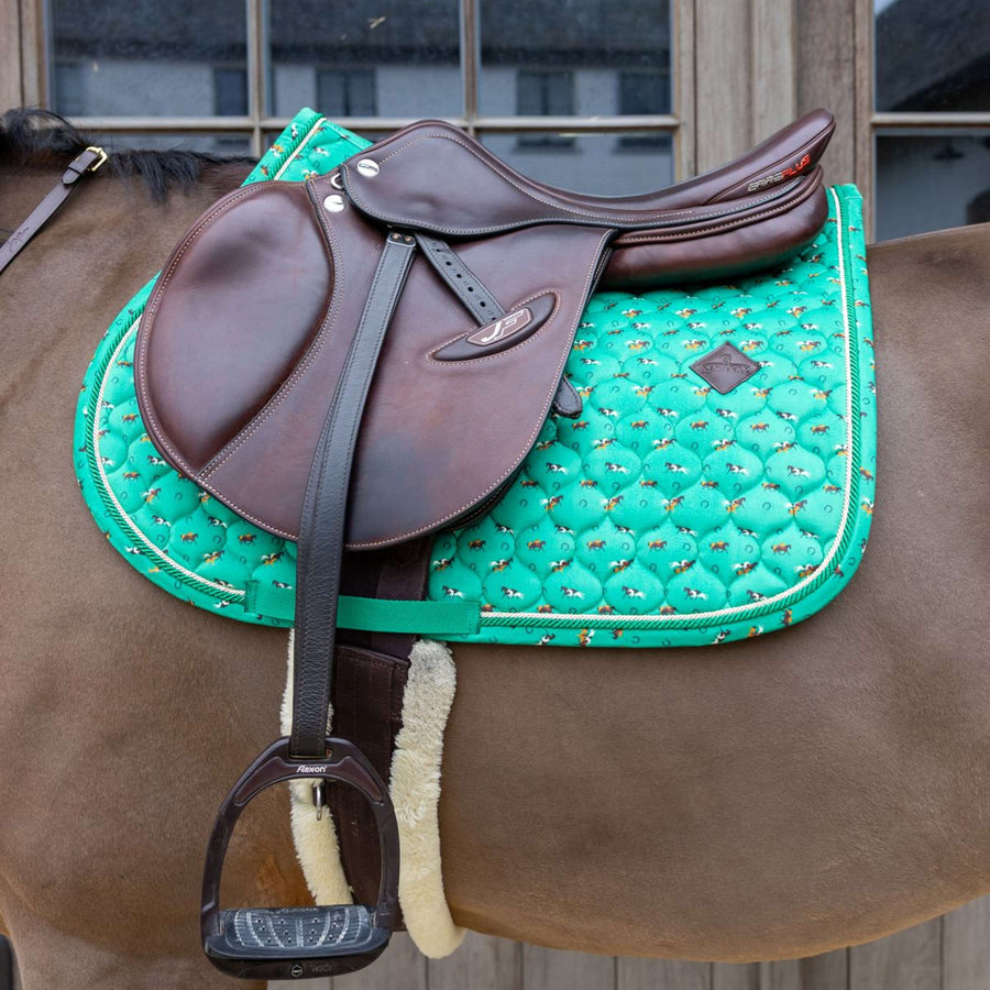 Kentucky Saddlepad Velvet Horse Printing Jumping Green