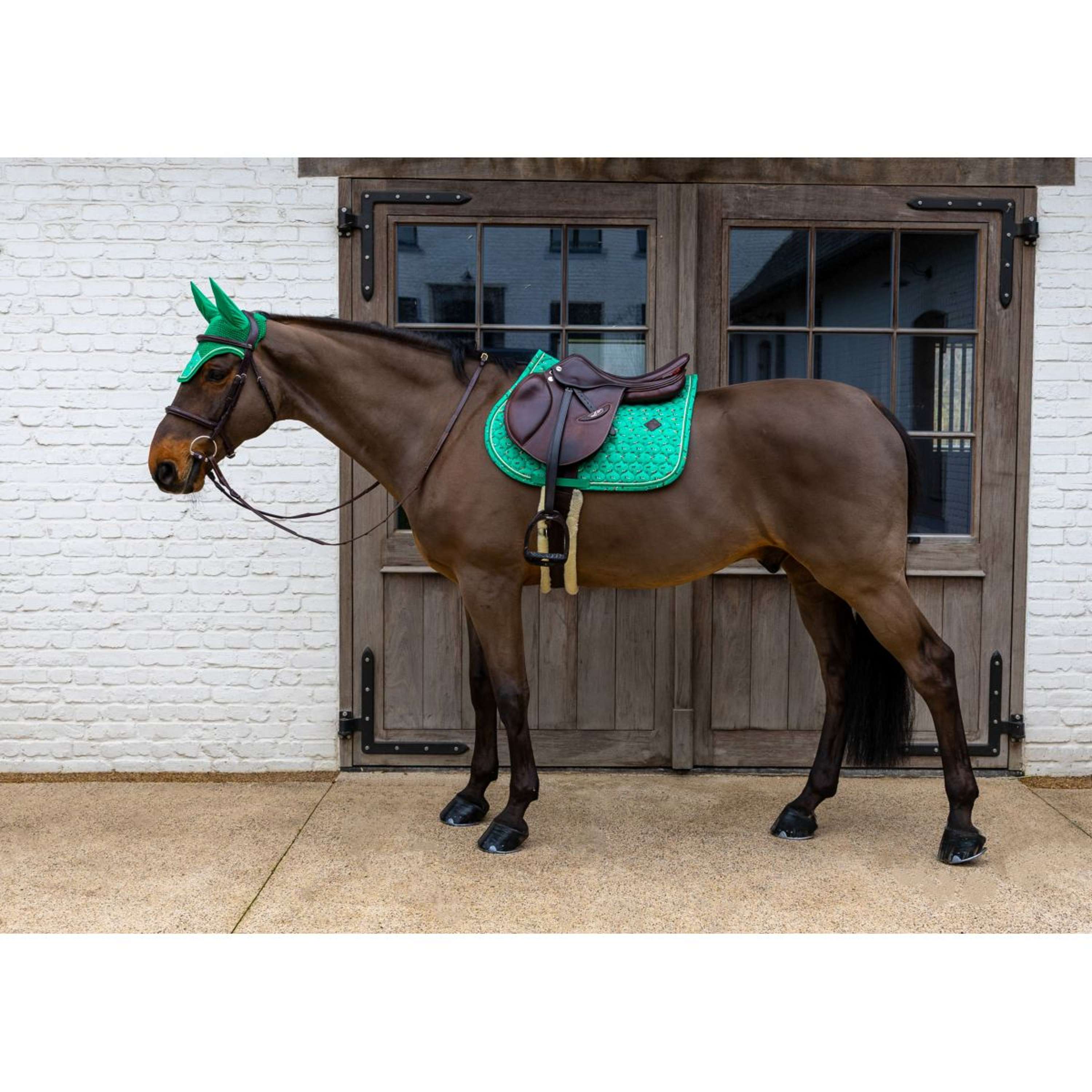 Kentucky Saddlepad Velvet Horse Printing Jumping Green