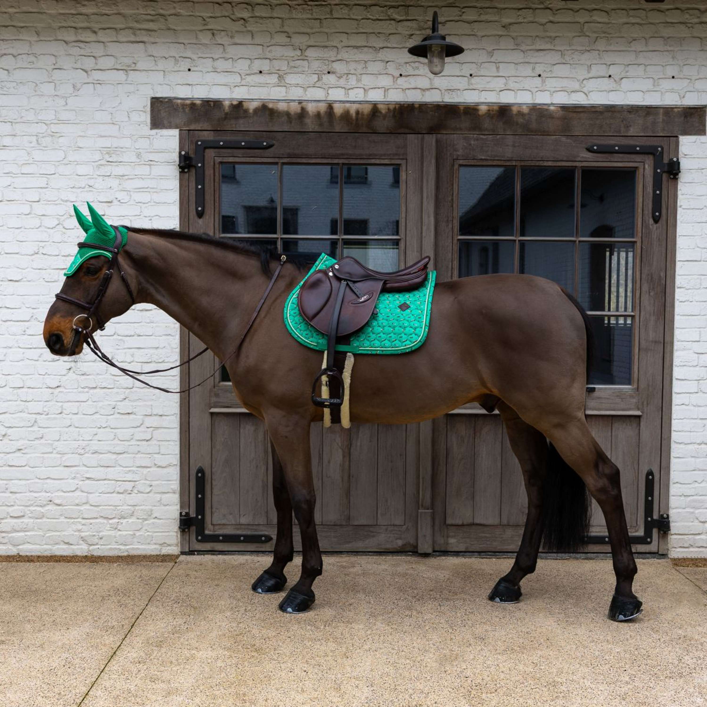Kentucky Saddlepad Velvet Horse Printing Jumping Green