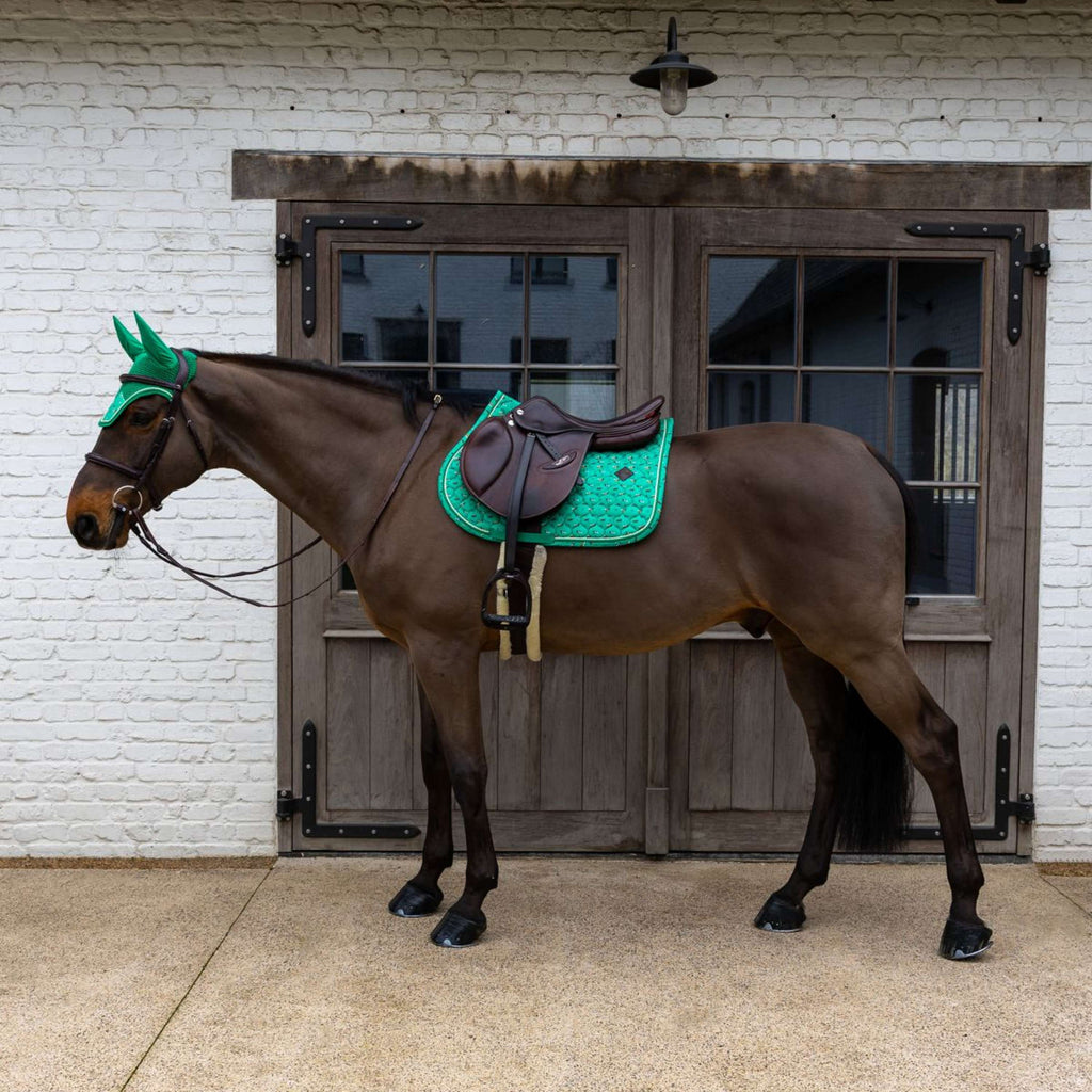 Kentucky Saddlepad Velvet Horse Printing Jumping Green
