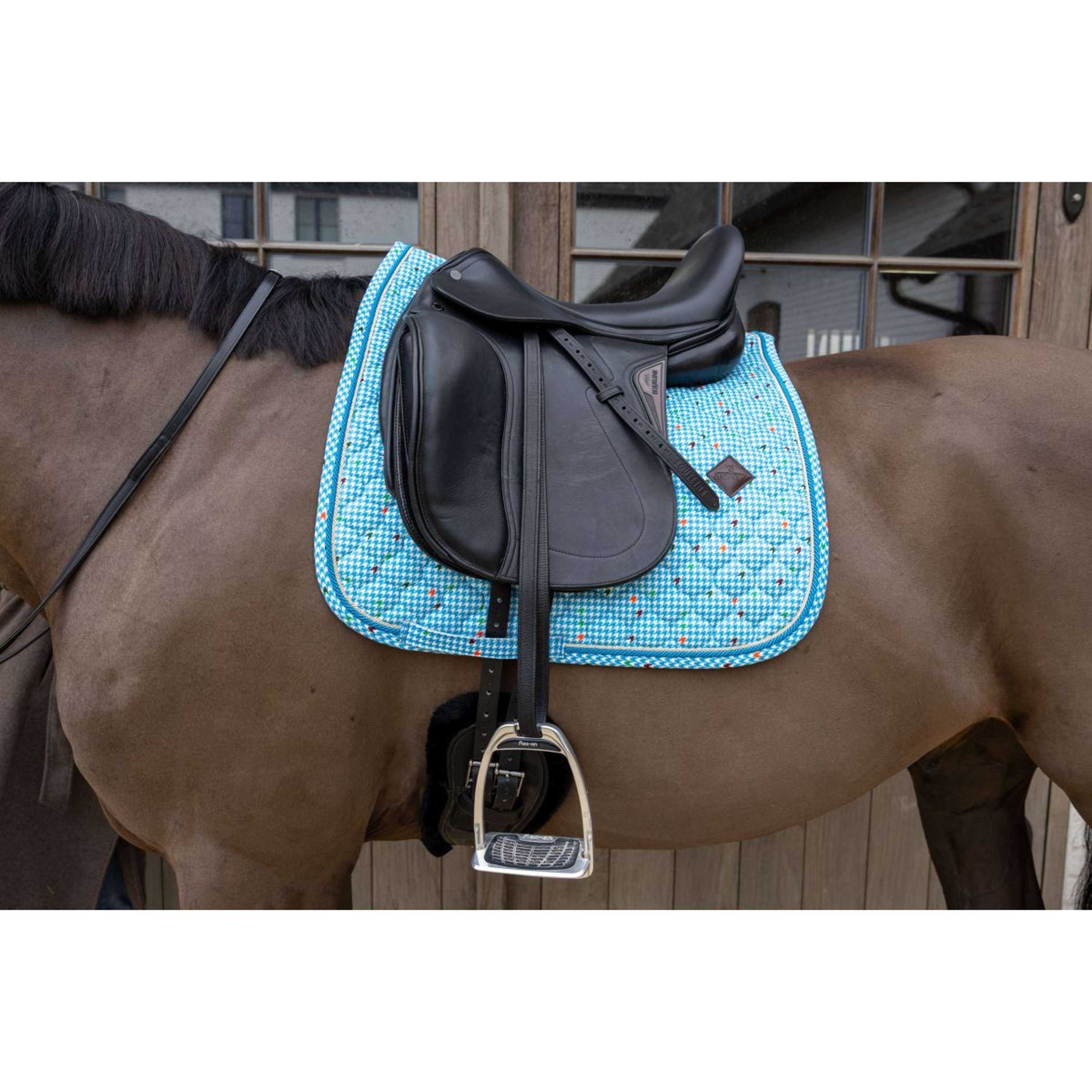 Kentucky Saddlepad Velvet Pied De Poule Dressage Navy