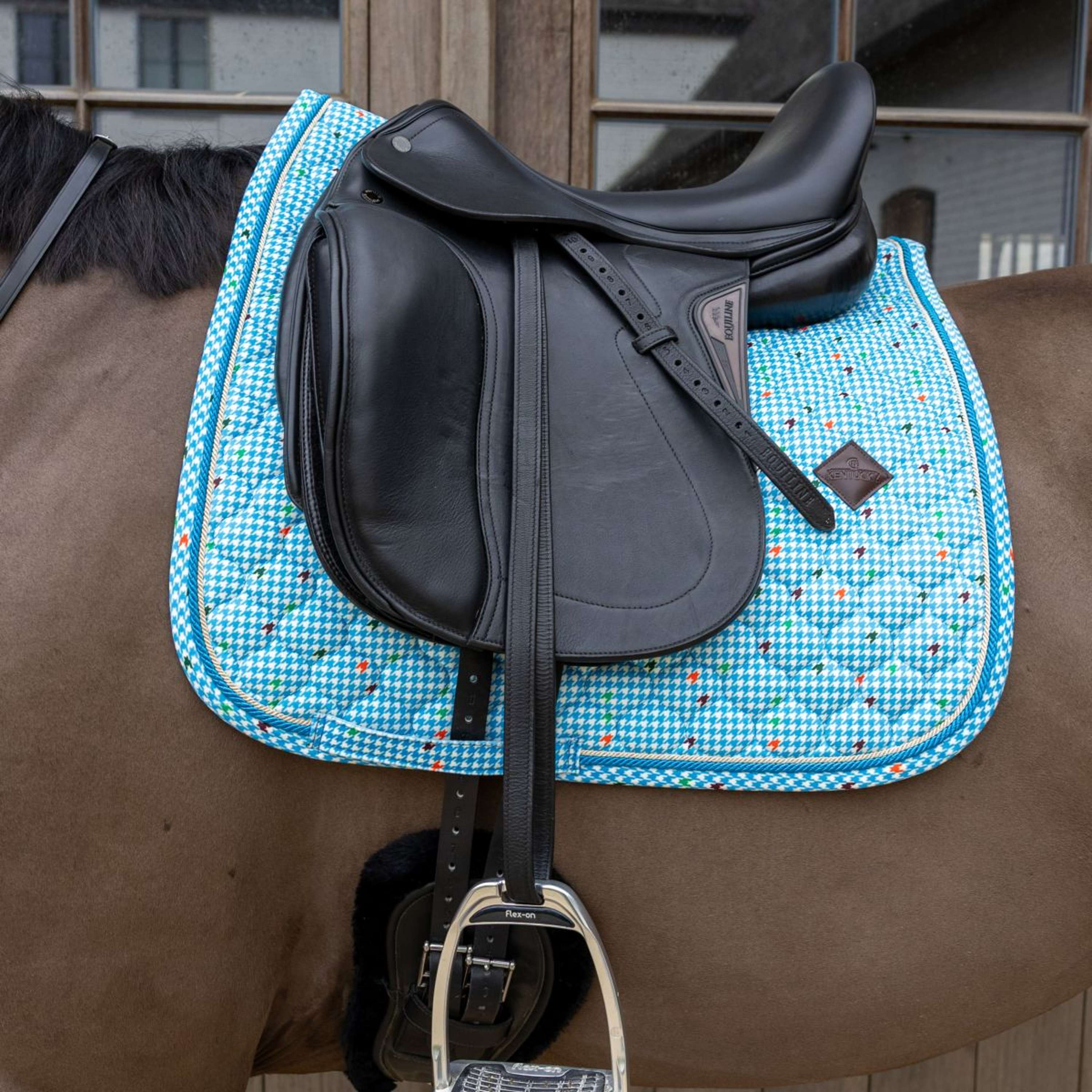 Kentucky Saddlepad Velvet Pied De Poule Dressage Navy