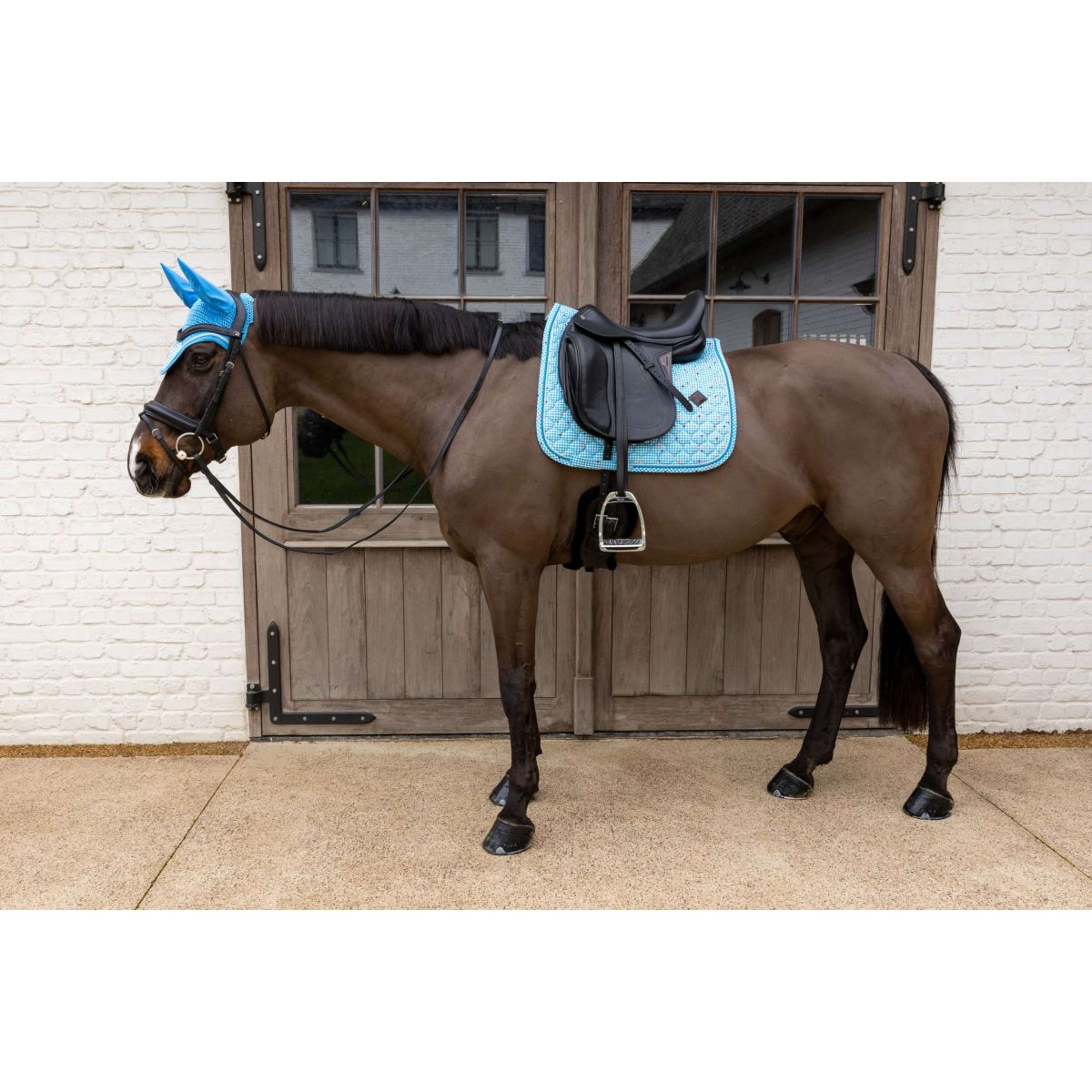 Kentucky Saddlepad Velvet Pied De Poule Dressage Navy