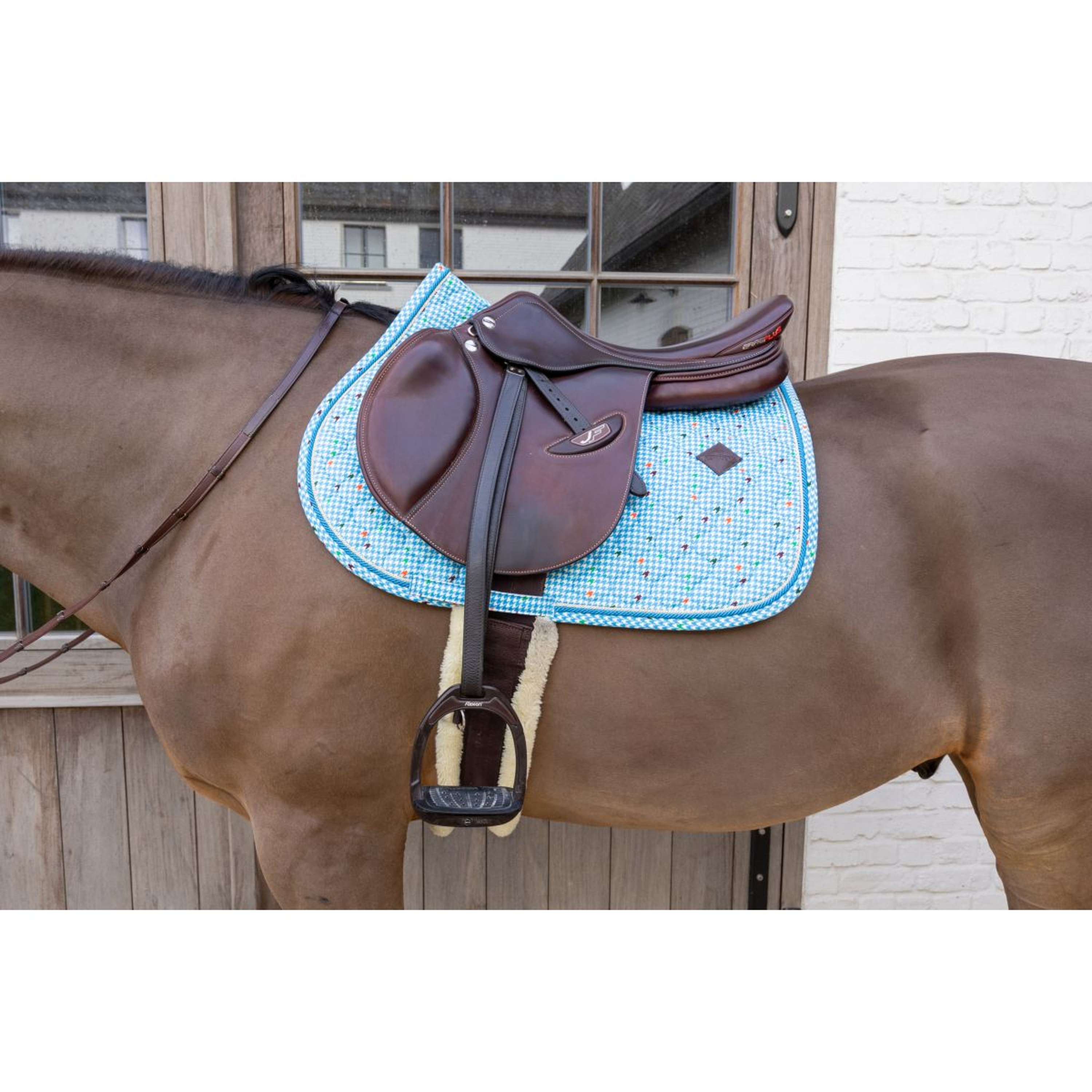 Kentucky Saddlepad Velvet Pied De Poule Jumping Navy