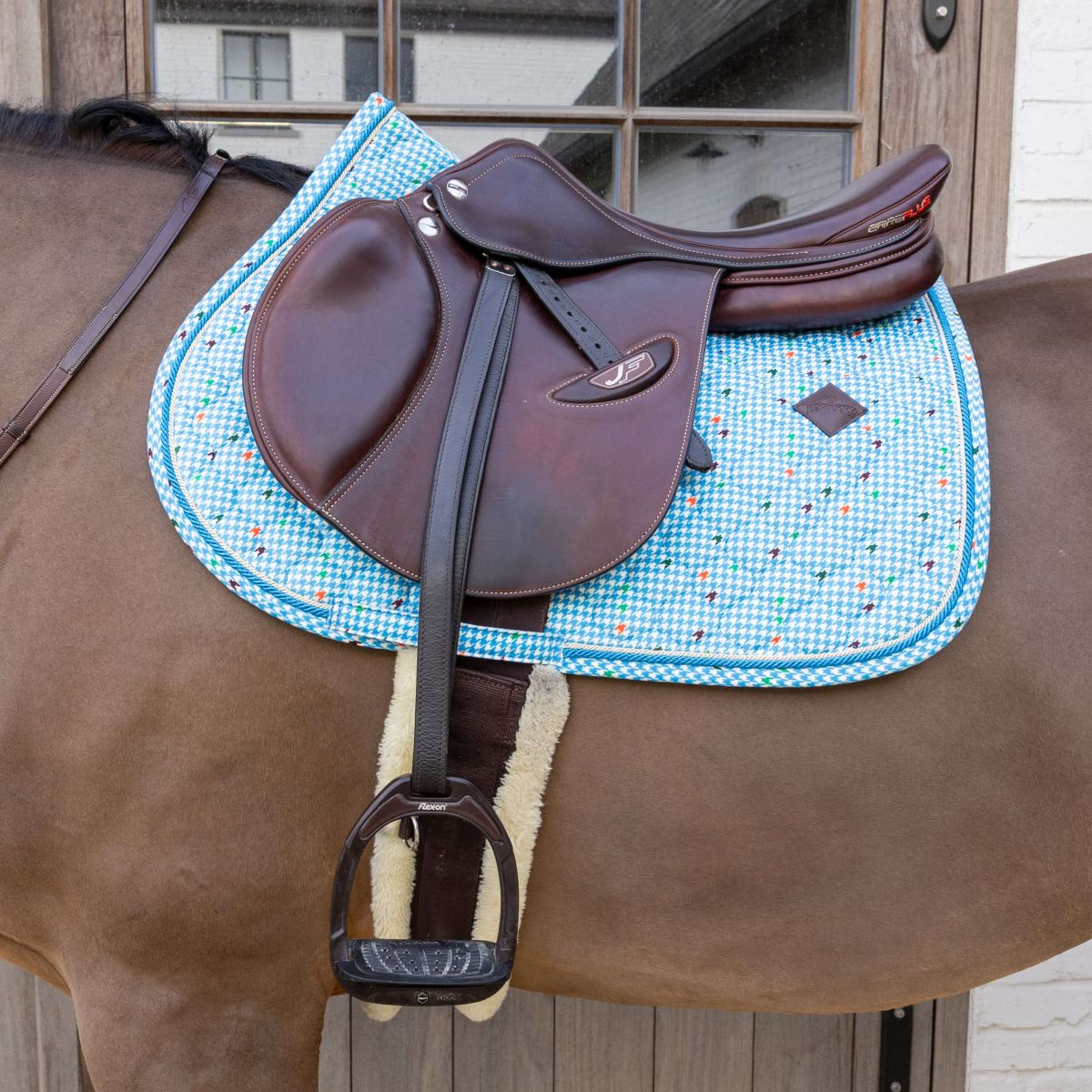 Kentucky Saddlepad Velvet Pied De Poule Jumping Navy