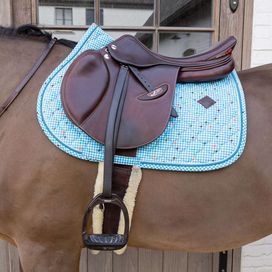 Kentucky Saddlepad Velvet Pied De Poule Jumping Navy