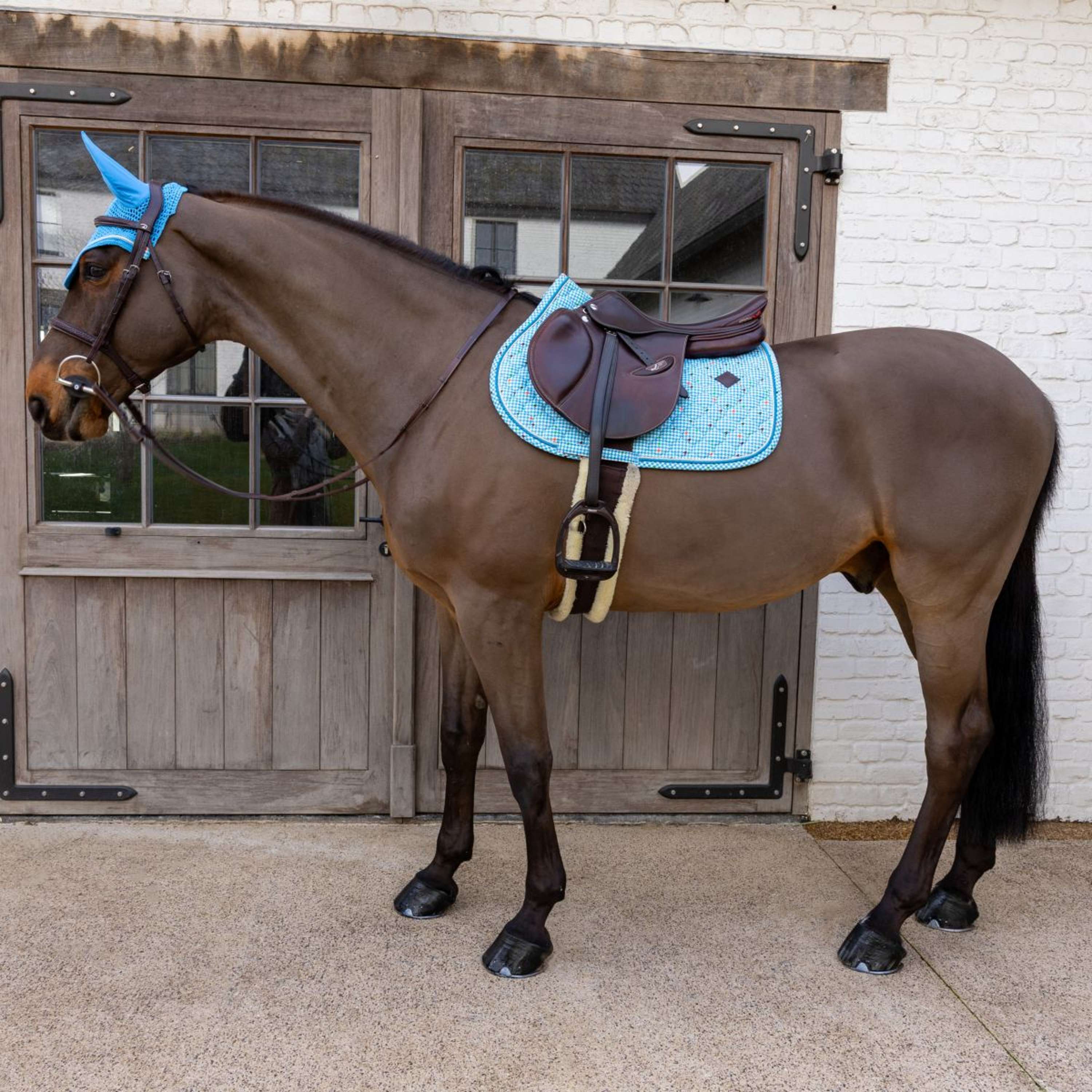Kentucky Saddlepad Velvet Pied De Poule Jumping Navy