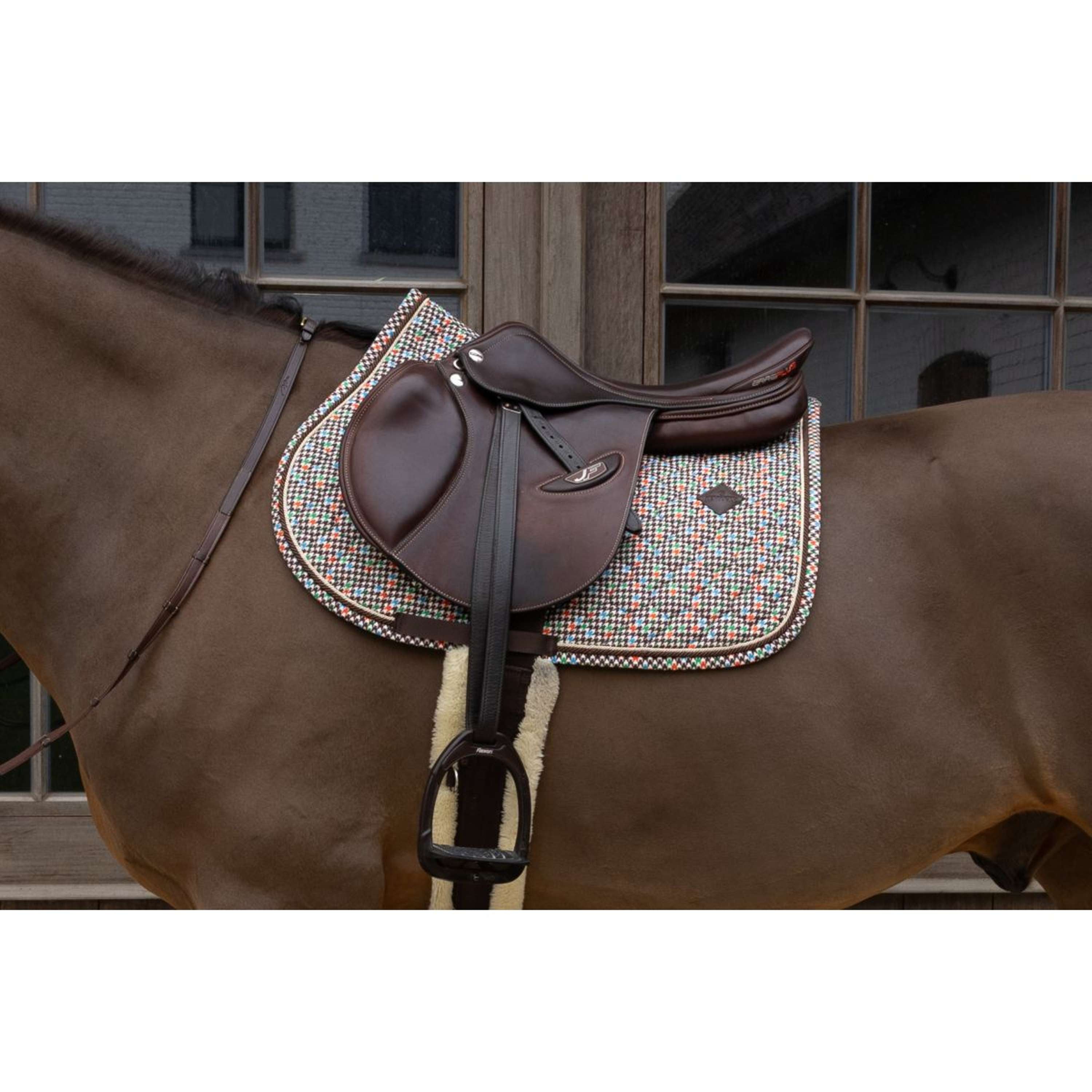 Kentucky Saddlepad Velvet Pied De Poule Jumping Brown