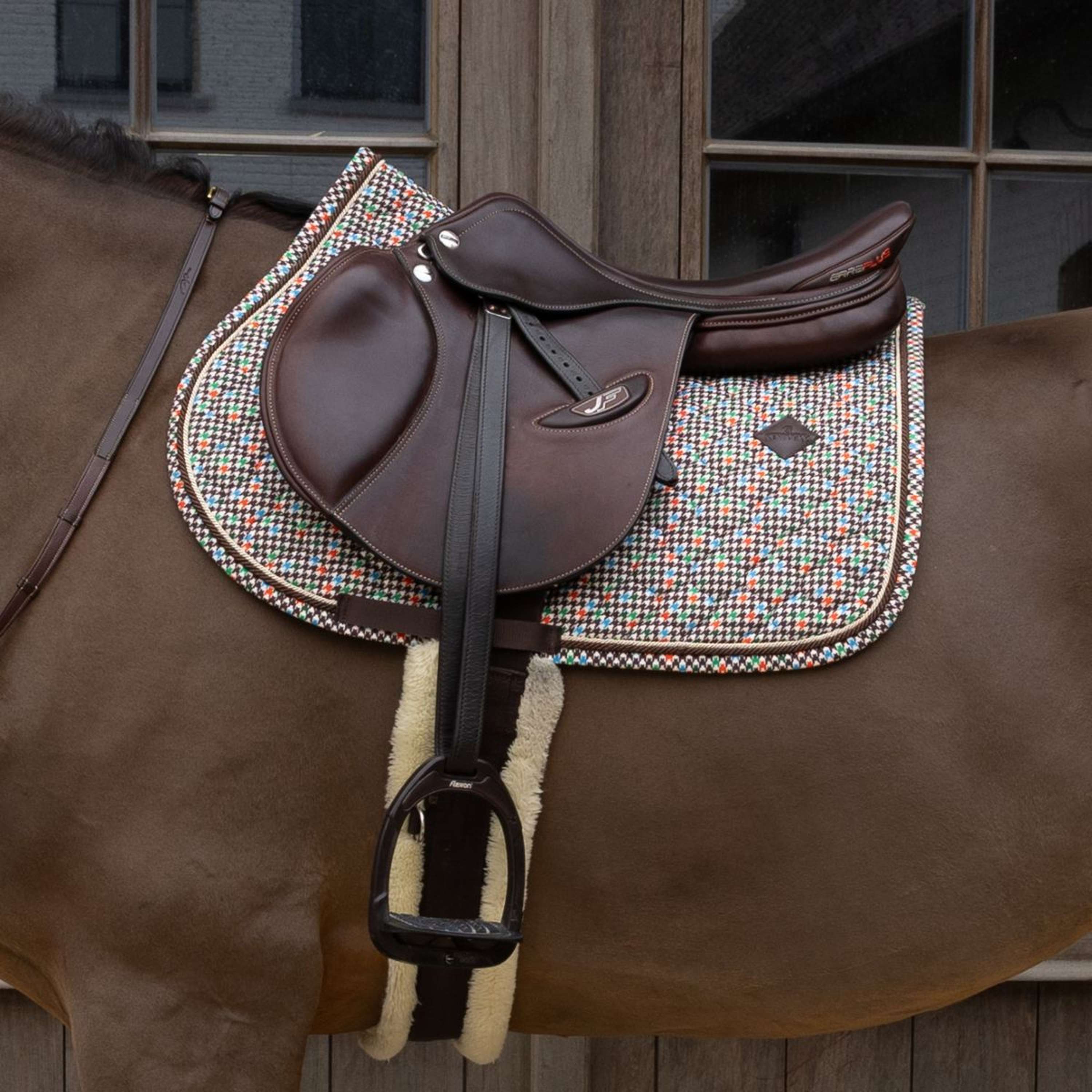 Kentucky Saddlepad Velvet Pied De Poule Jumping Brown