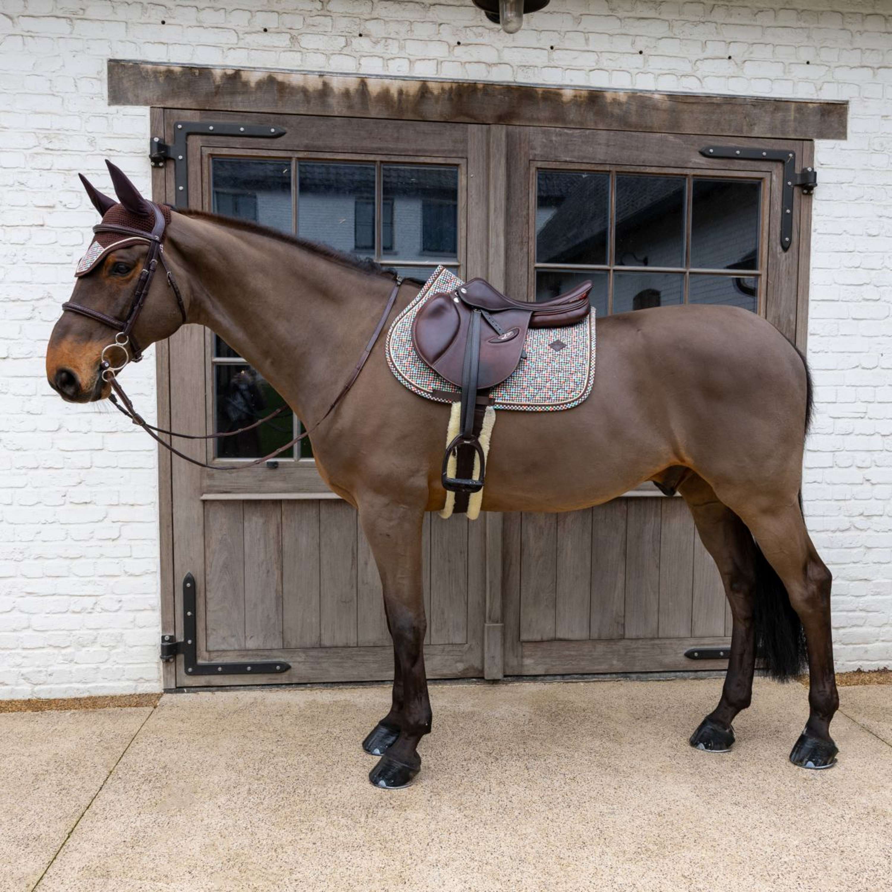 Kentucky Saddlepad Velvet Pied De Poule Jumping Brown