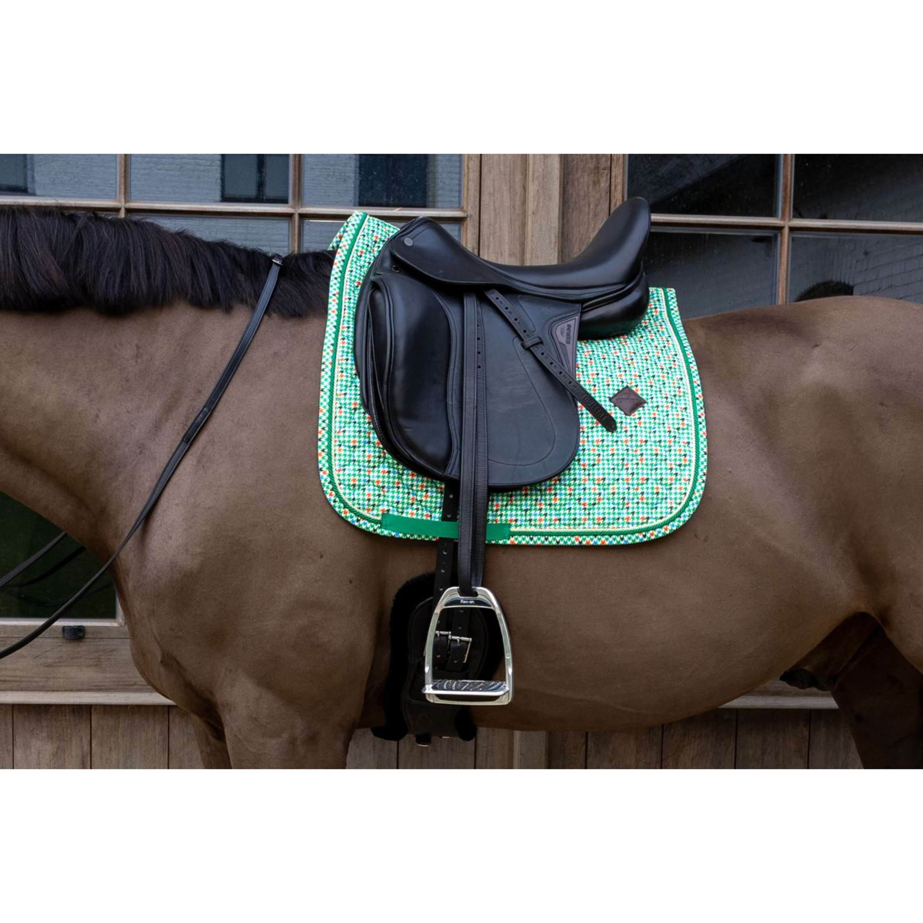 Kentucky Saddlepad Velvet Pied De Poule Dressage Light green
