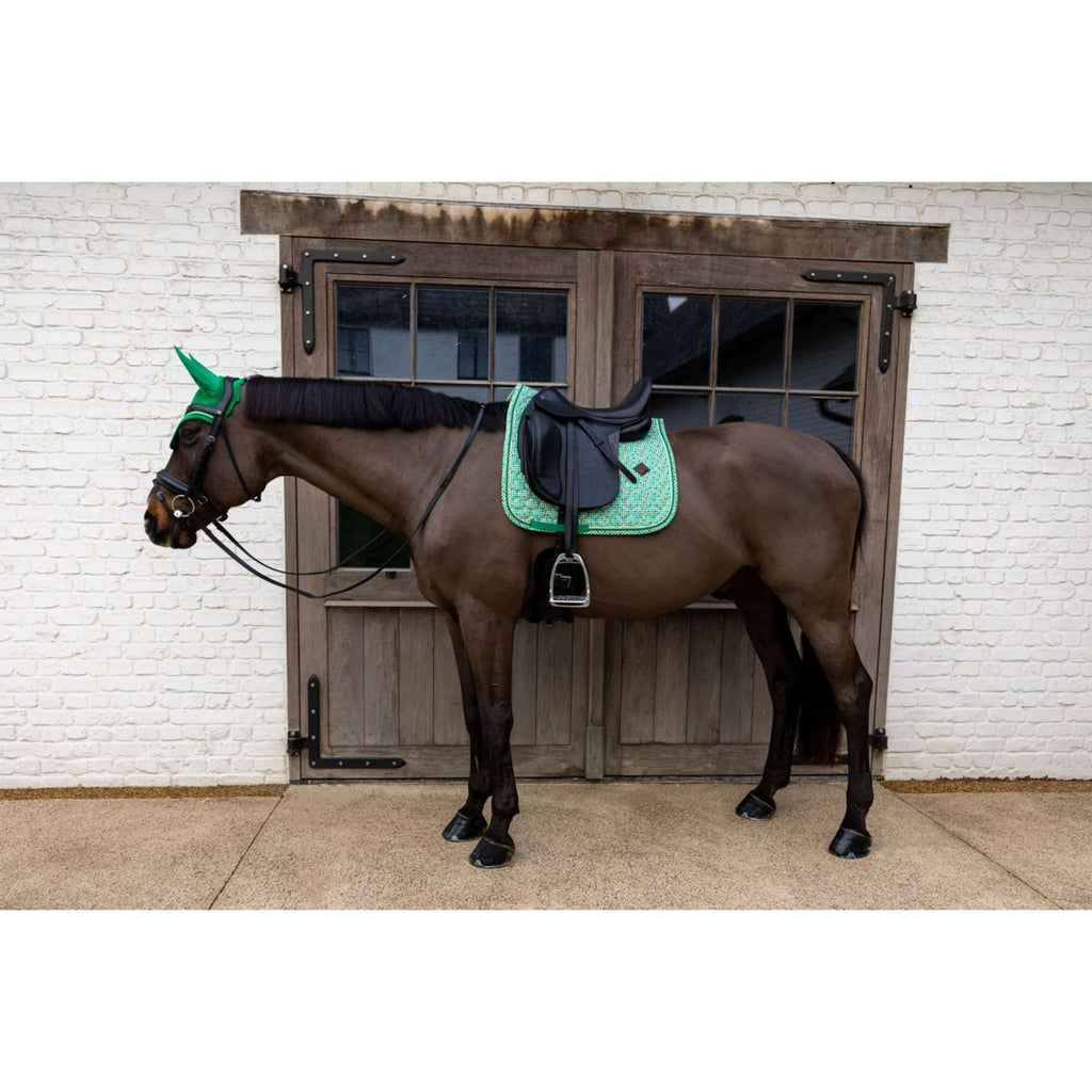 Kentucky Saddlepad Velvet Pied De Poule Dressage Light green