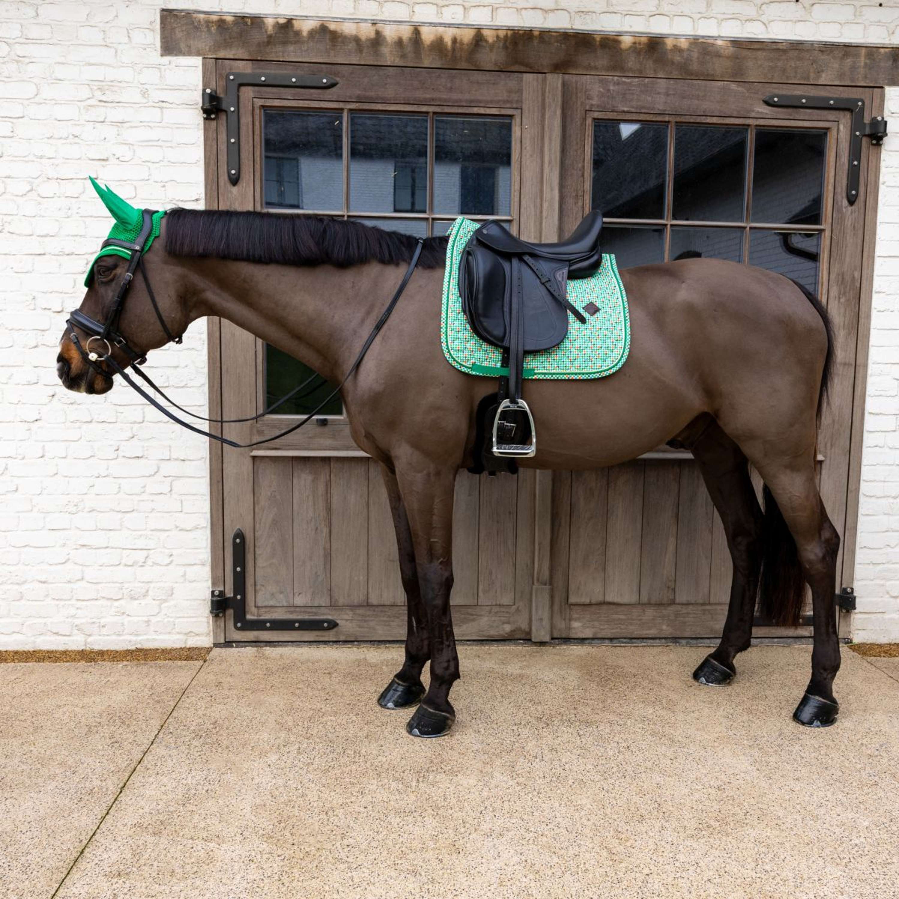 Kentucky Saddlepad Velvet Pied De Poule Dressage Light green