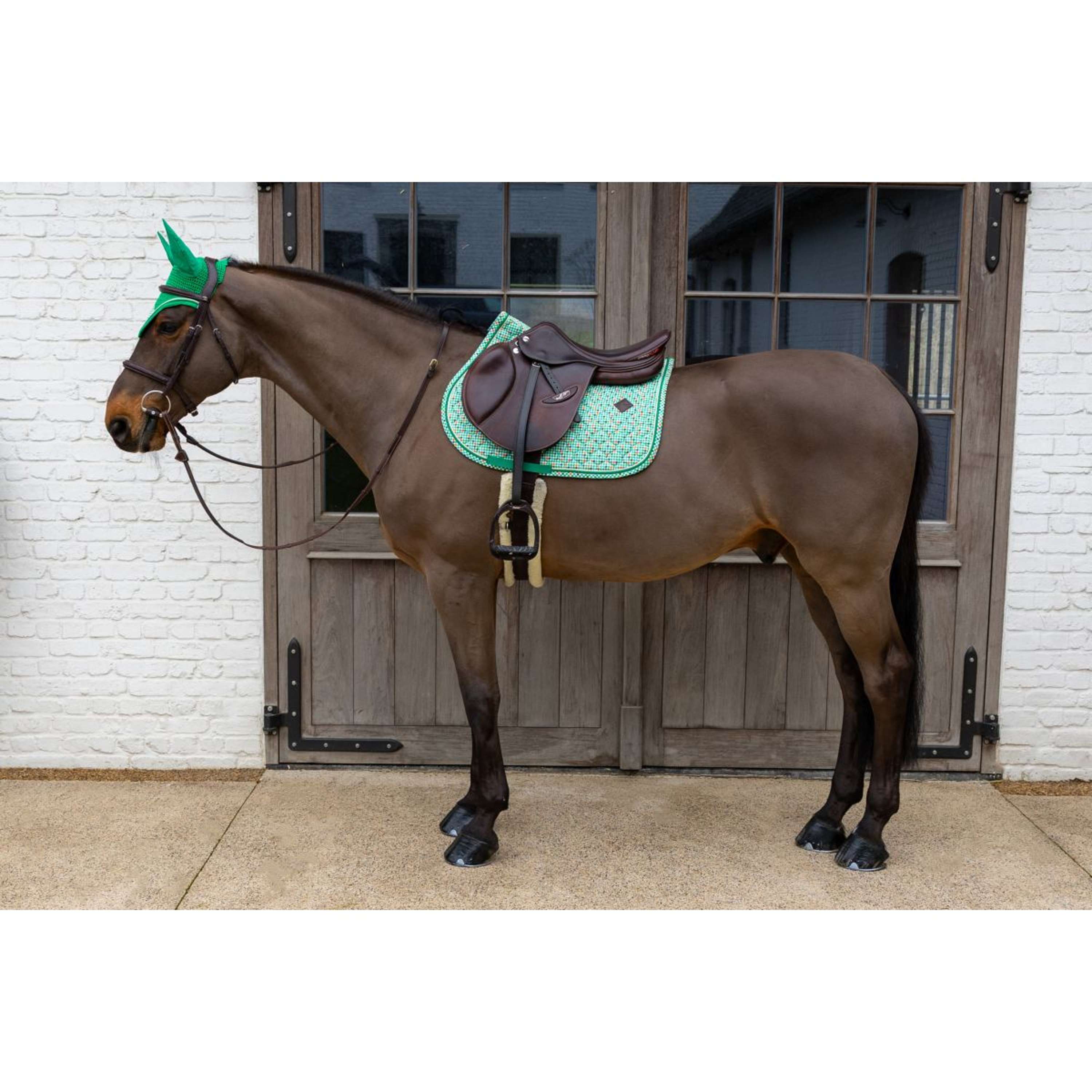 Kentucky Saddlepad Velvet Pied De Poule Jumping Light green
