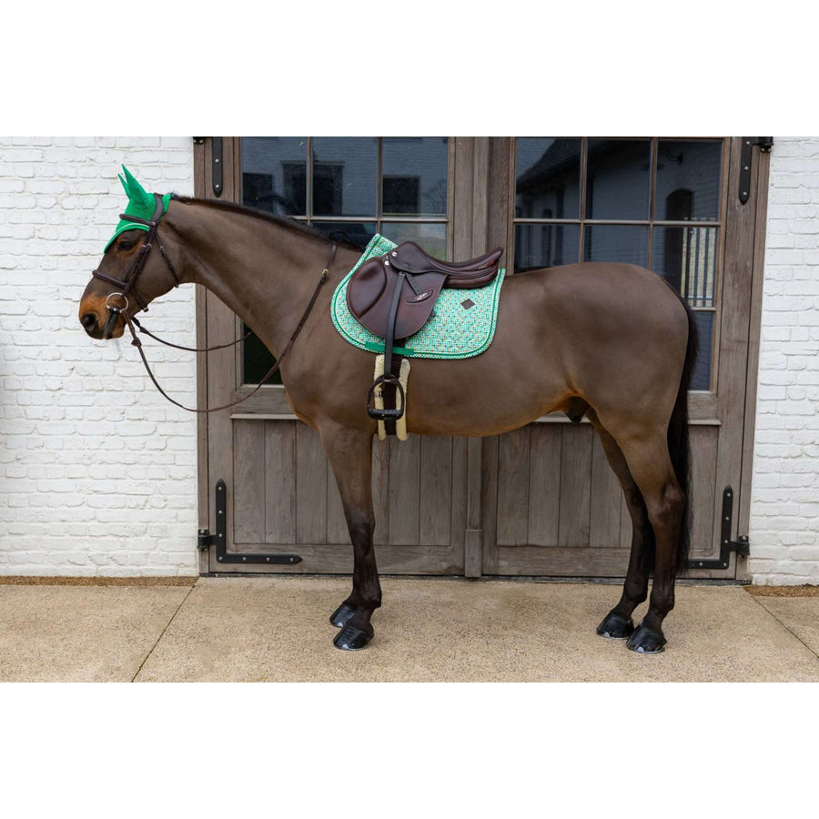 Kentucky Saddlepad Velvet Pied De Poule Jumping Light green