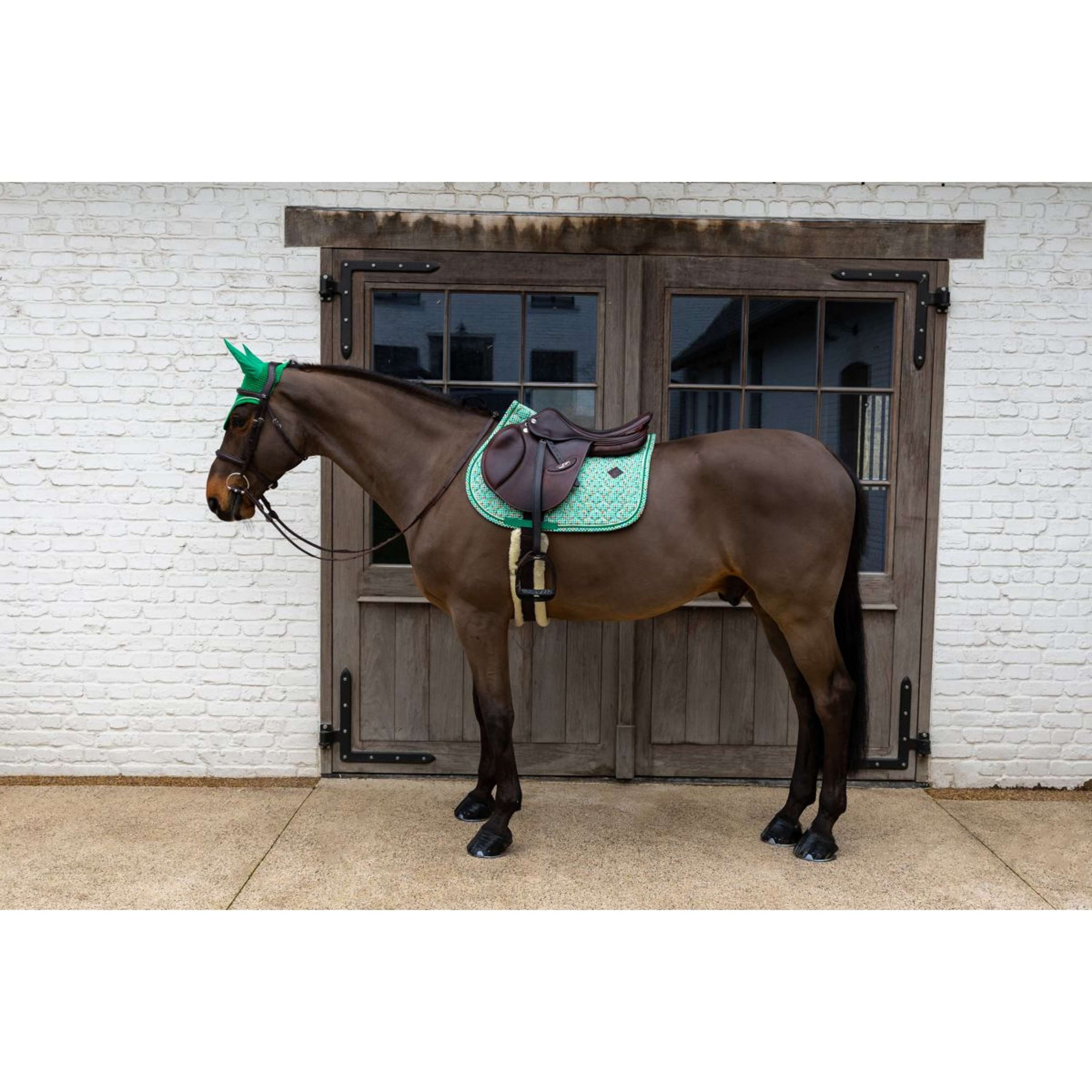 Kentucky Saddlepad Velvet Pied De Poule Jumping Light green