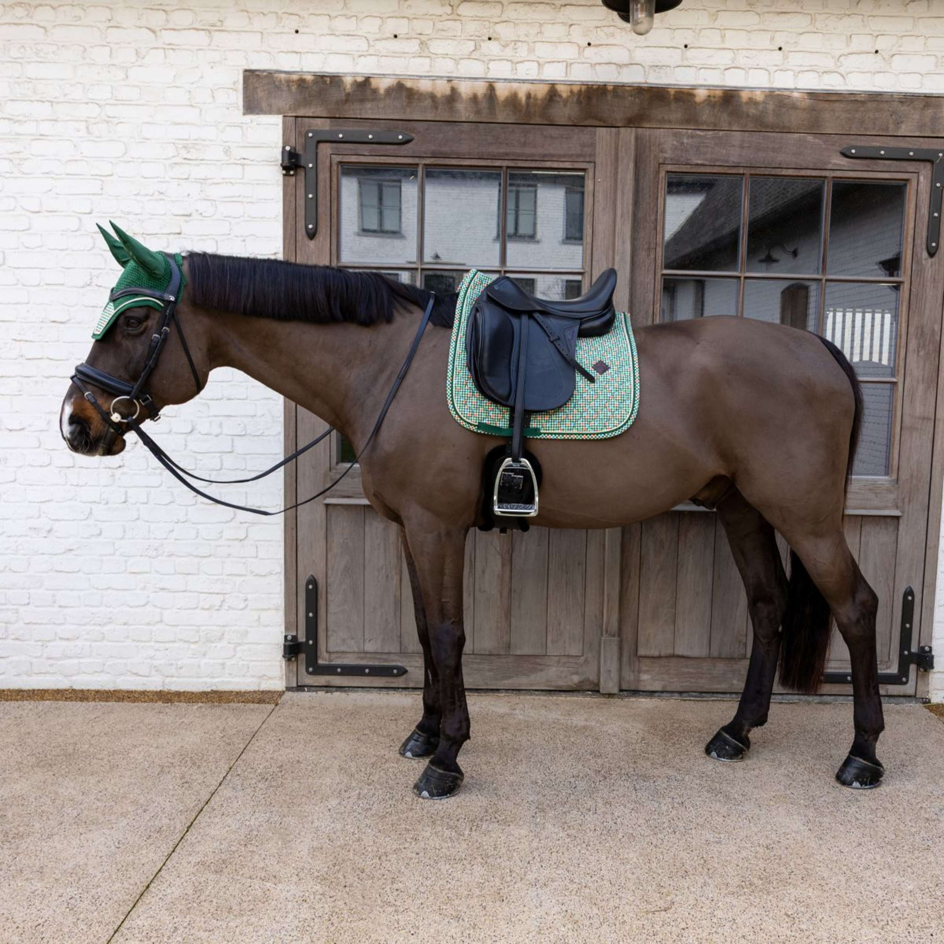 Kentucky Saddlepad Velvet Pied De Poule Dressage Dark green