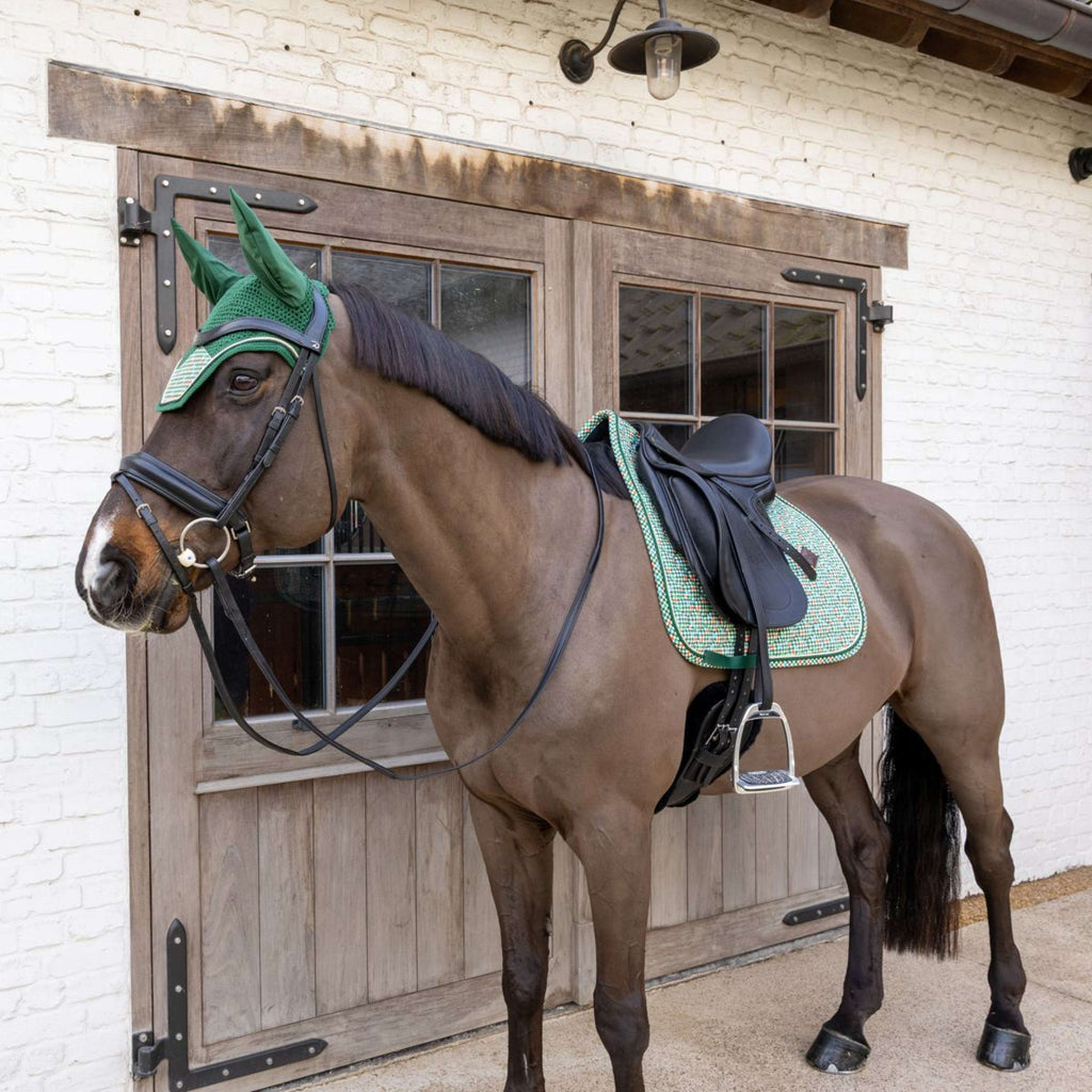Kentucky Saddlepad Velvet Pied De Poule Dressage Dark green