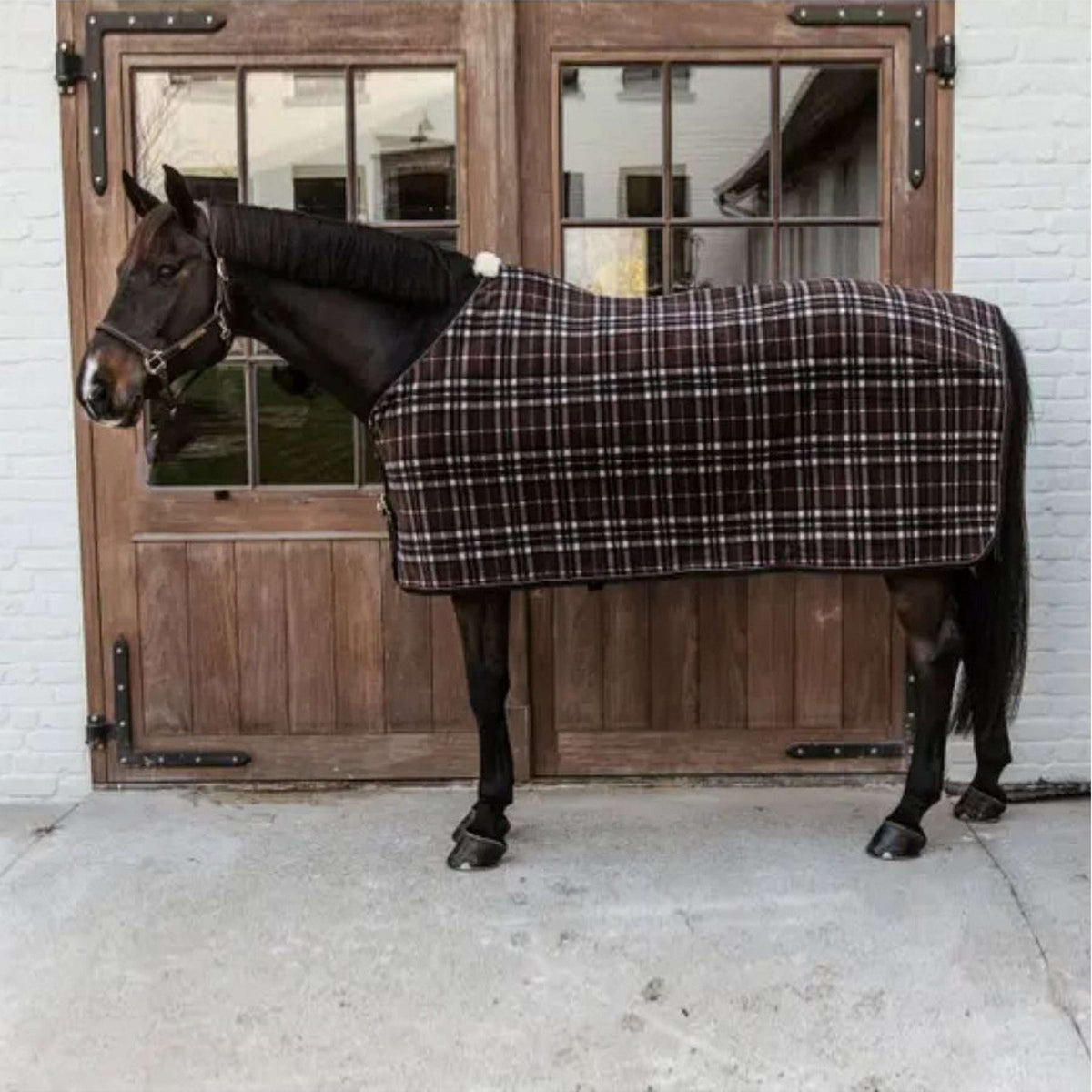 Kentucky Fleece Rug Heavy Square Stripes Brown