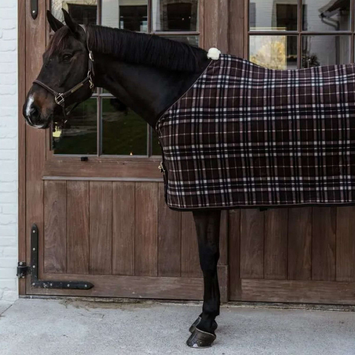 Kentucky Fleece Rug Heavy Square Stripes Brown