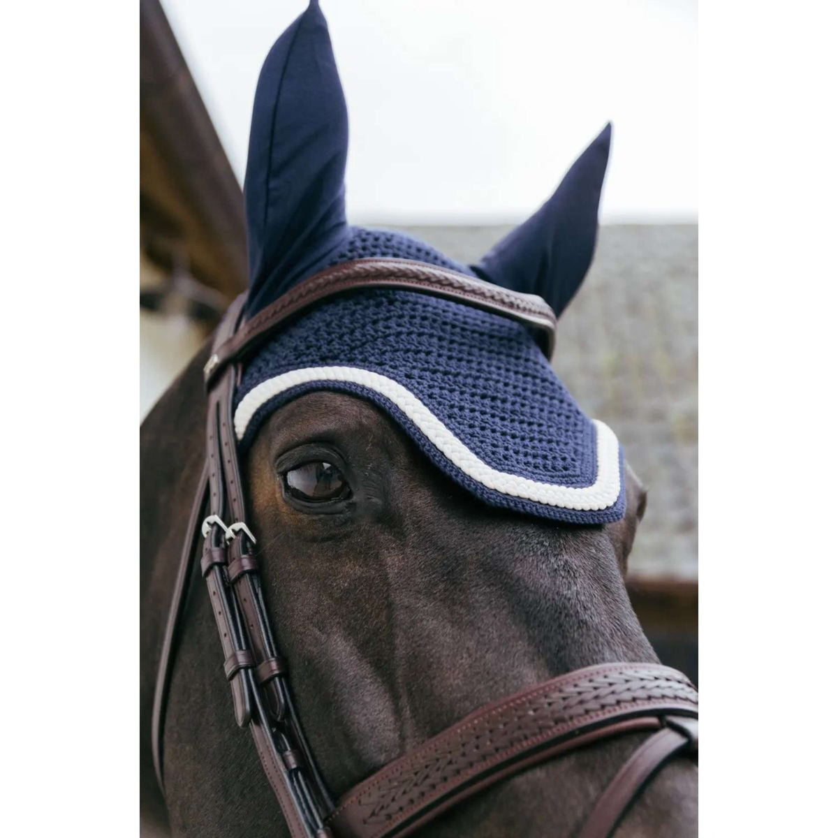 Kentucky Ear Bonnet Wellington Braided Navy