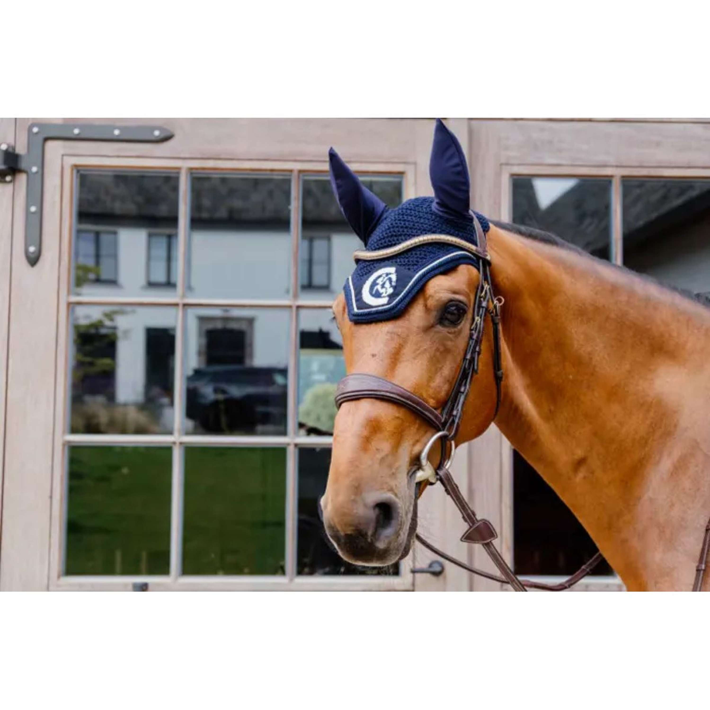 Kentucky Horsewear Ear Bonnet Wellington 3D Logo Navy