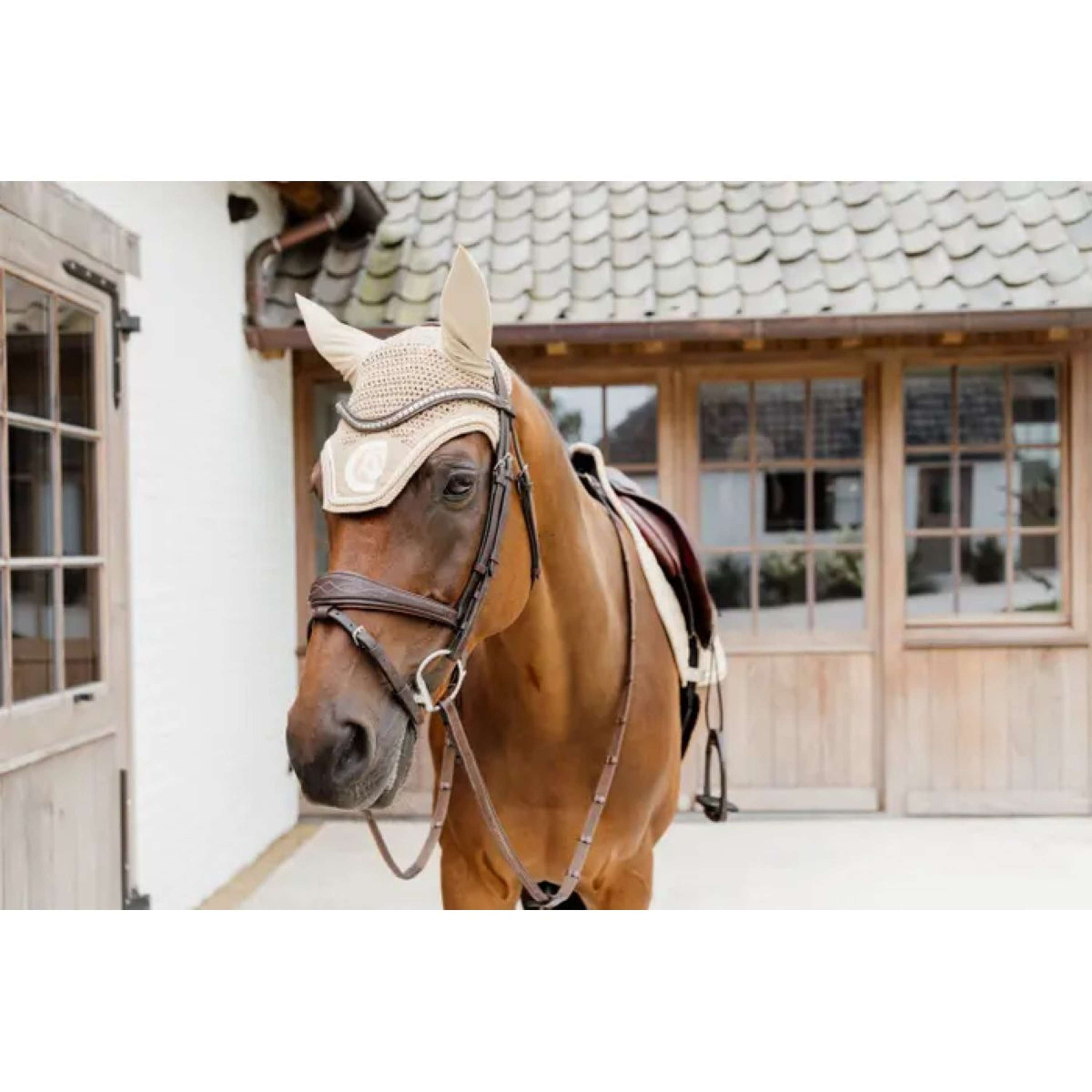 Kentucky Horsewear Ear Bonnet Wellington 3D Logo Beige