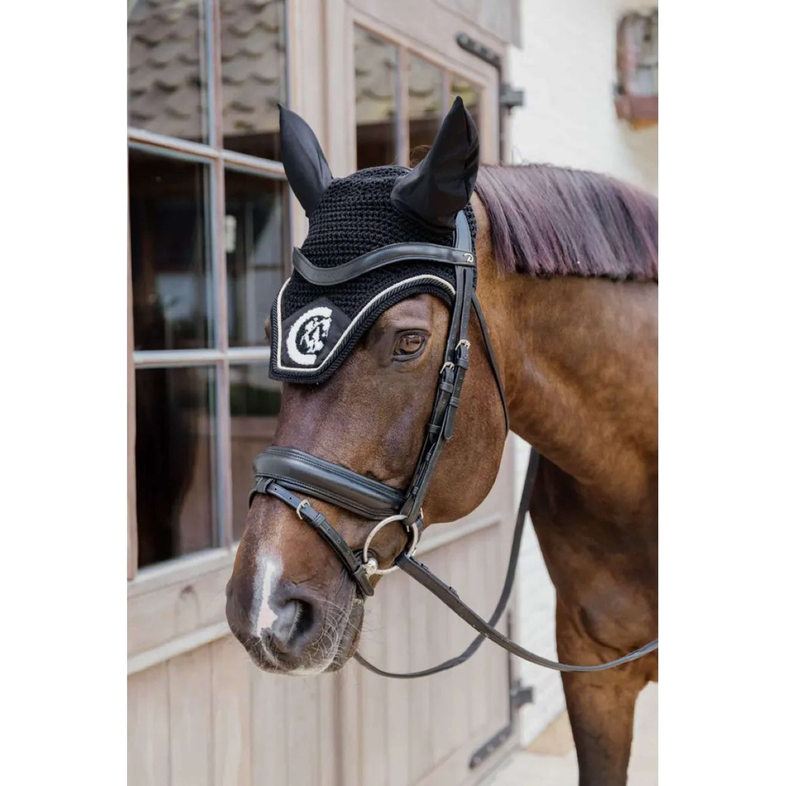 Kentucky Horsewear Ear Bonnet Wellington 3D Logo Black