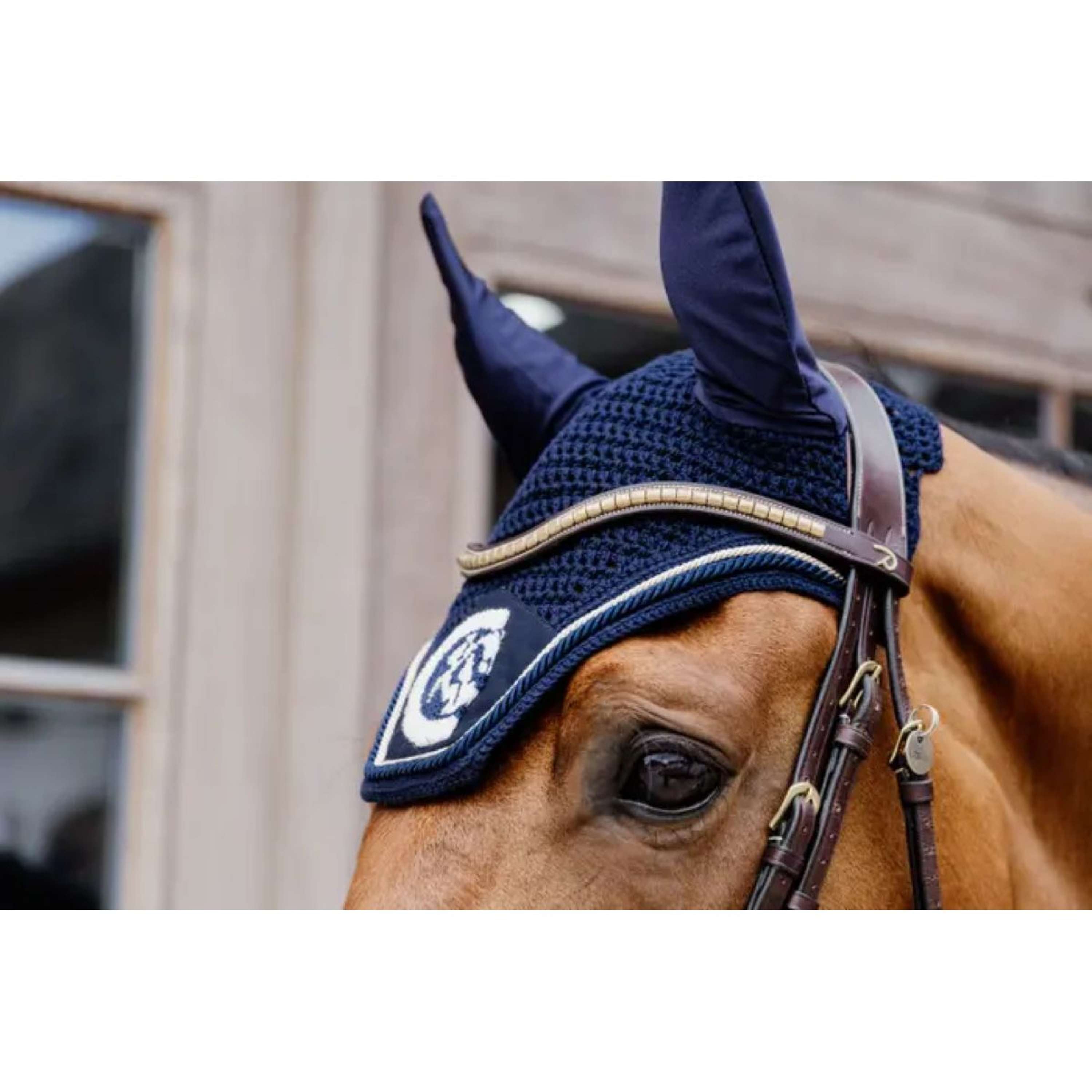Kentucky Horsewear Ear Bonnet Wellington 3D Logo Navy