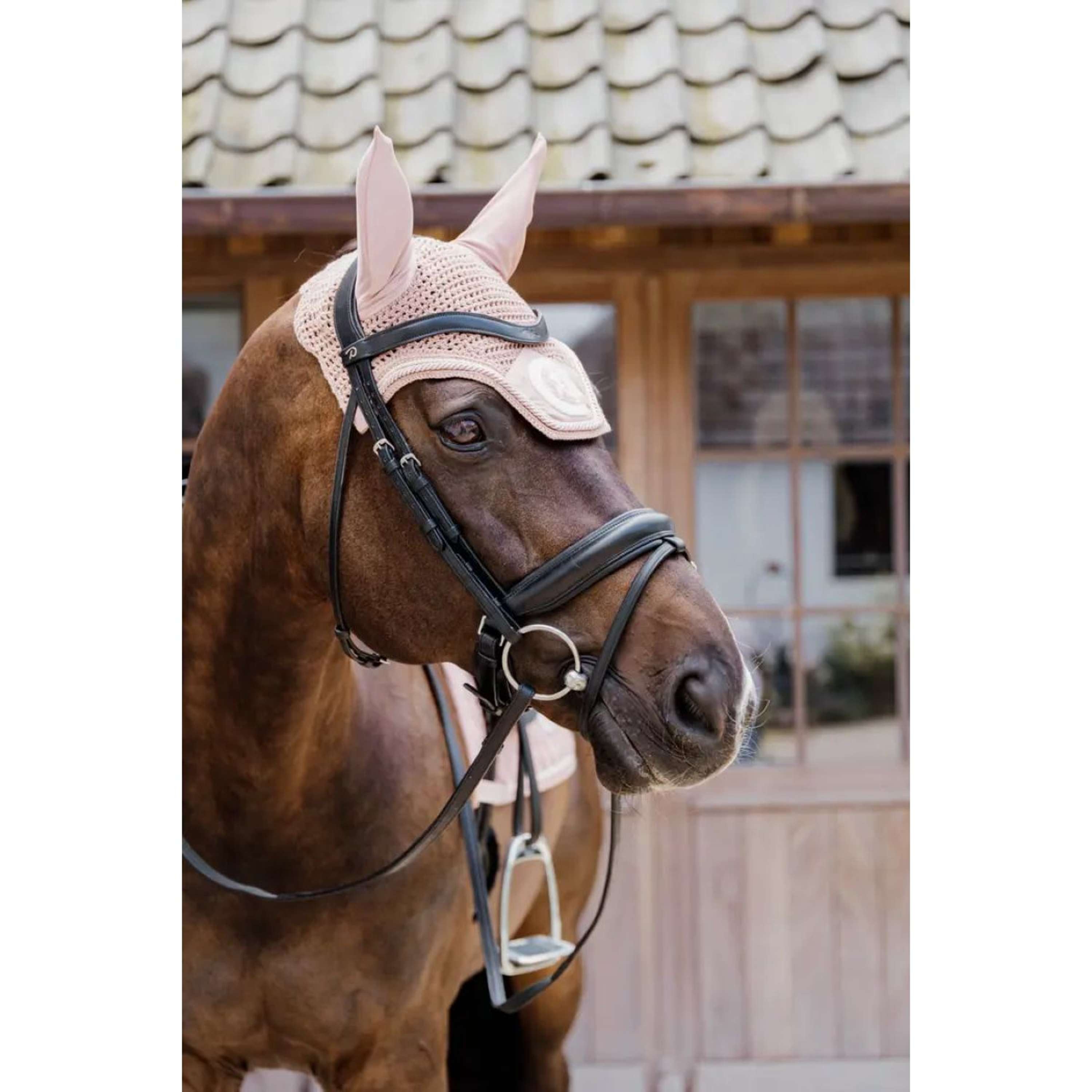 Kentucky Horsewear Ear Bonnet Wellington 3D Logo Old Pink