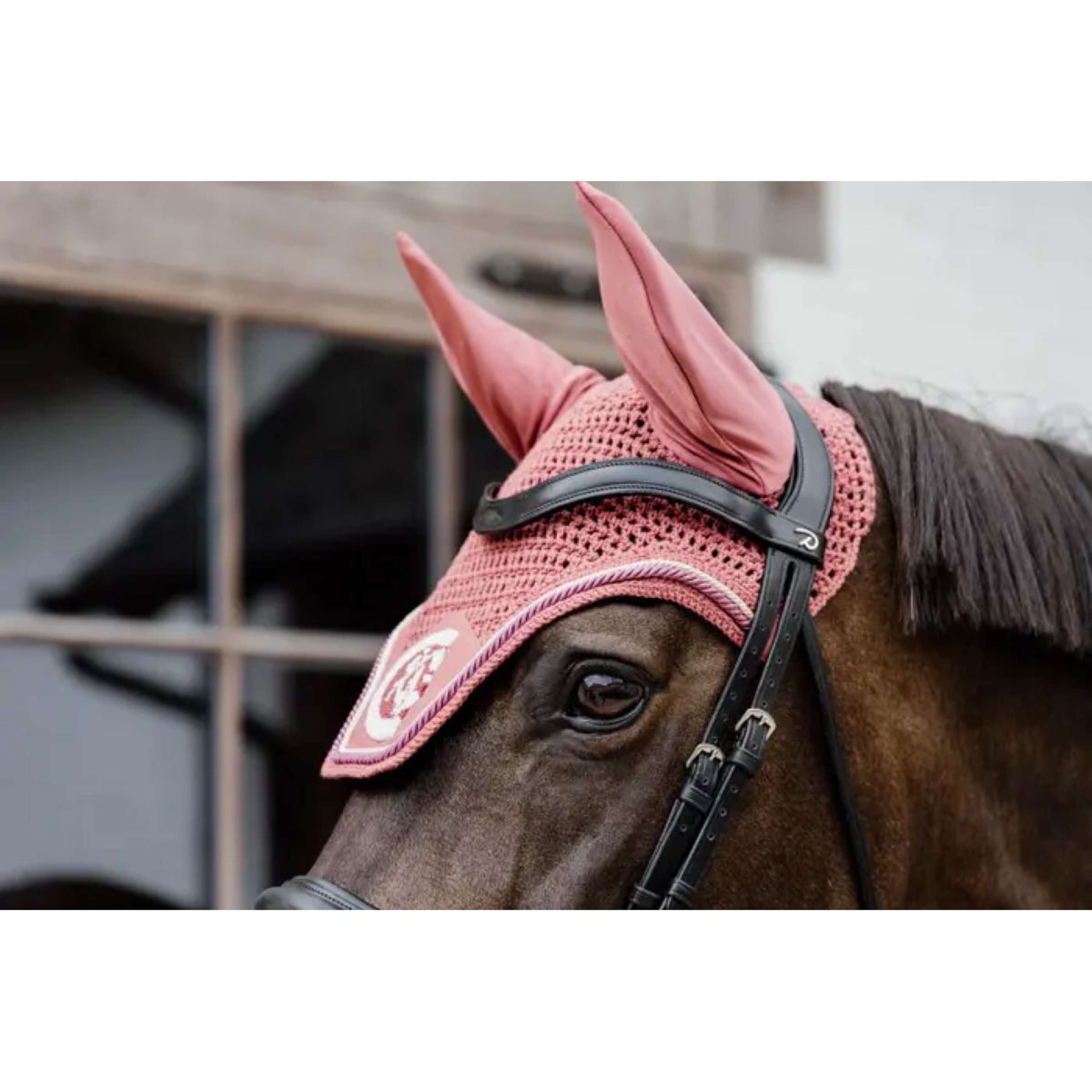 Kentucky Horsewear Ear Bonnet Wellington 3D Logo Fuchsia