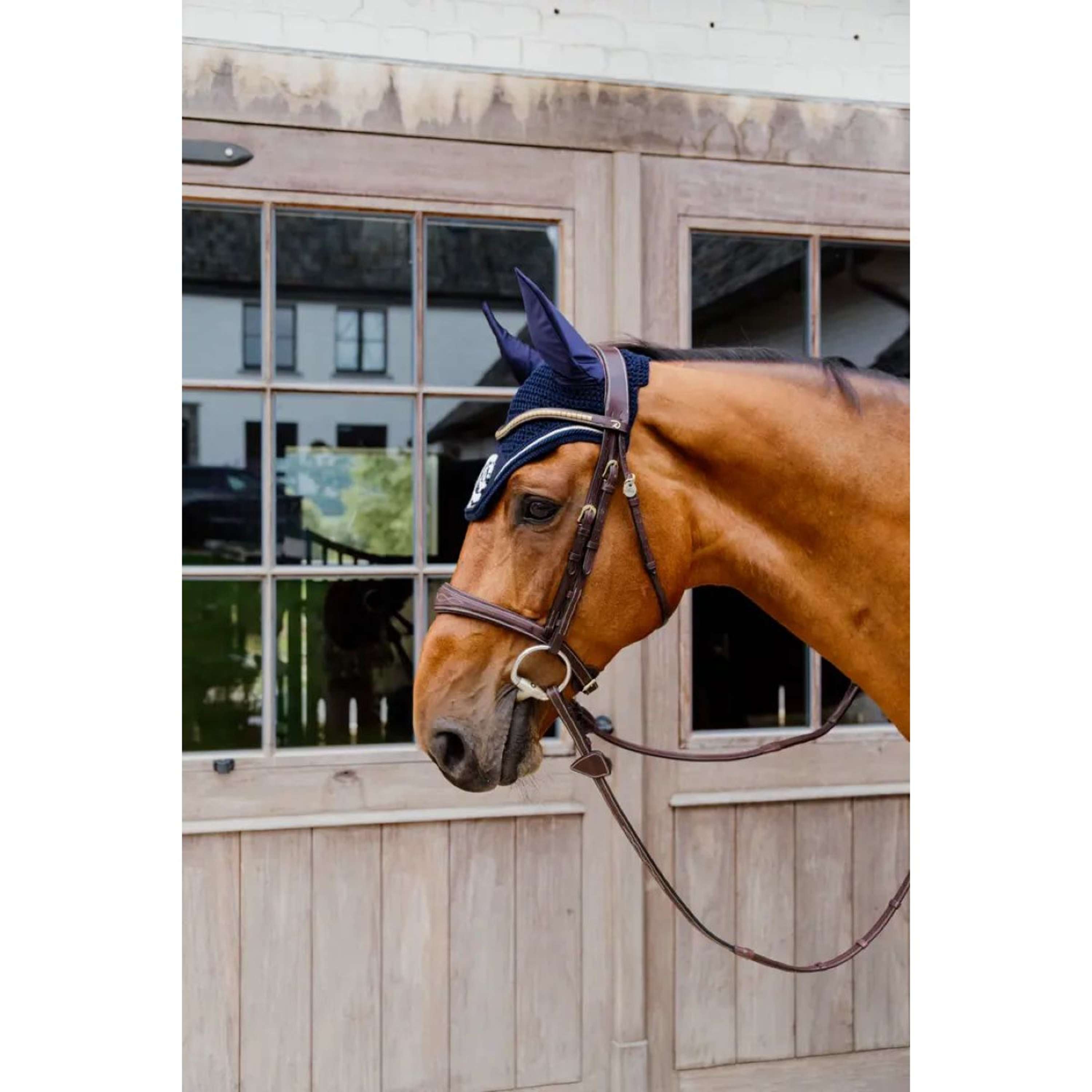 Kentucky Horsewear Ear Bonnet Wellington 3D Logo Navy