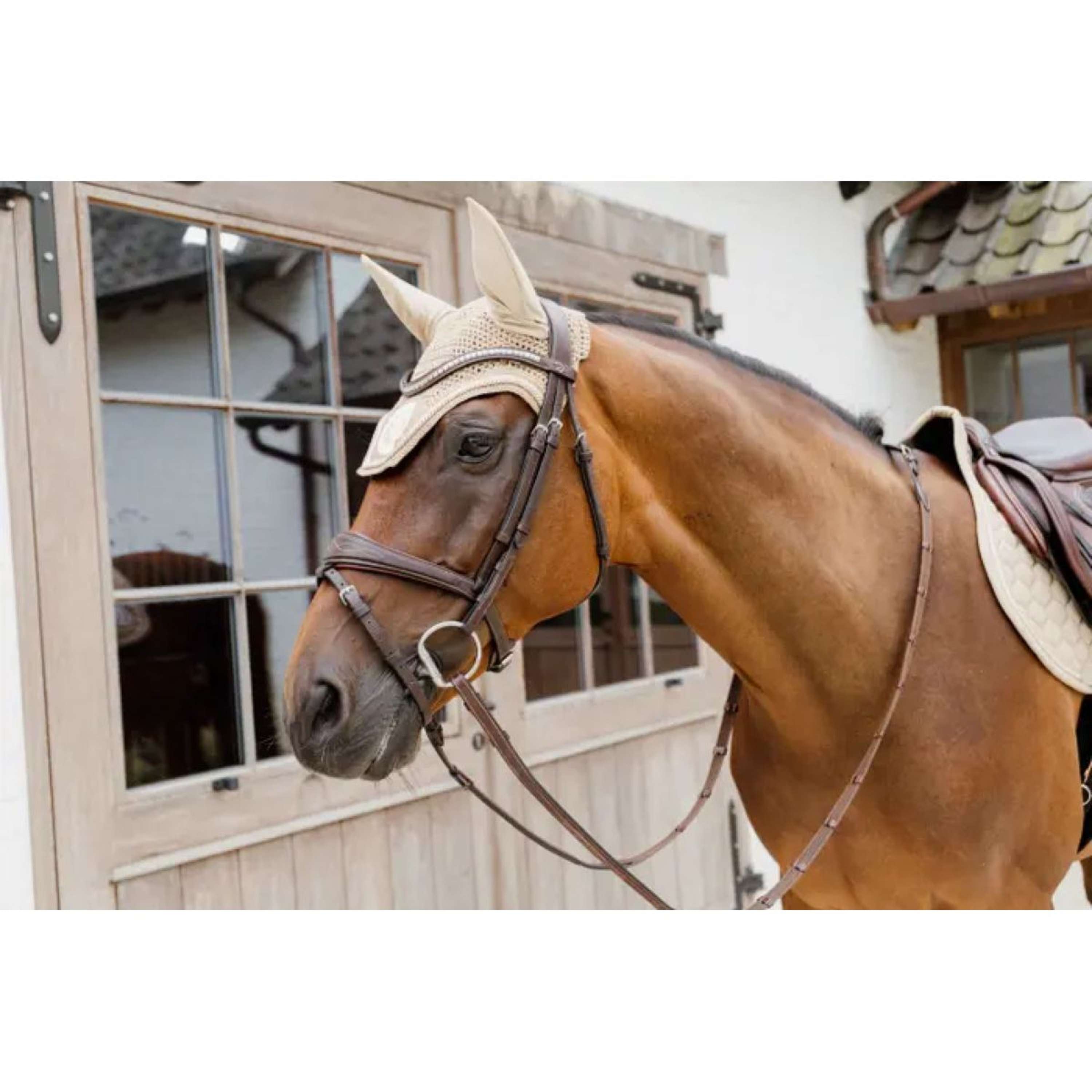 Kentucky Horsewear Ear Bonnet Wellington 3D Logo Beige