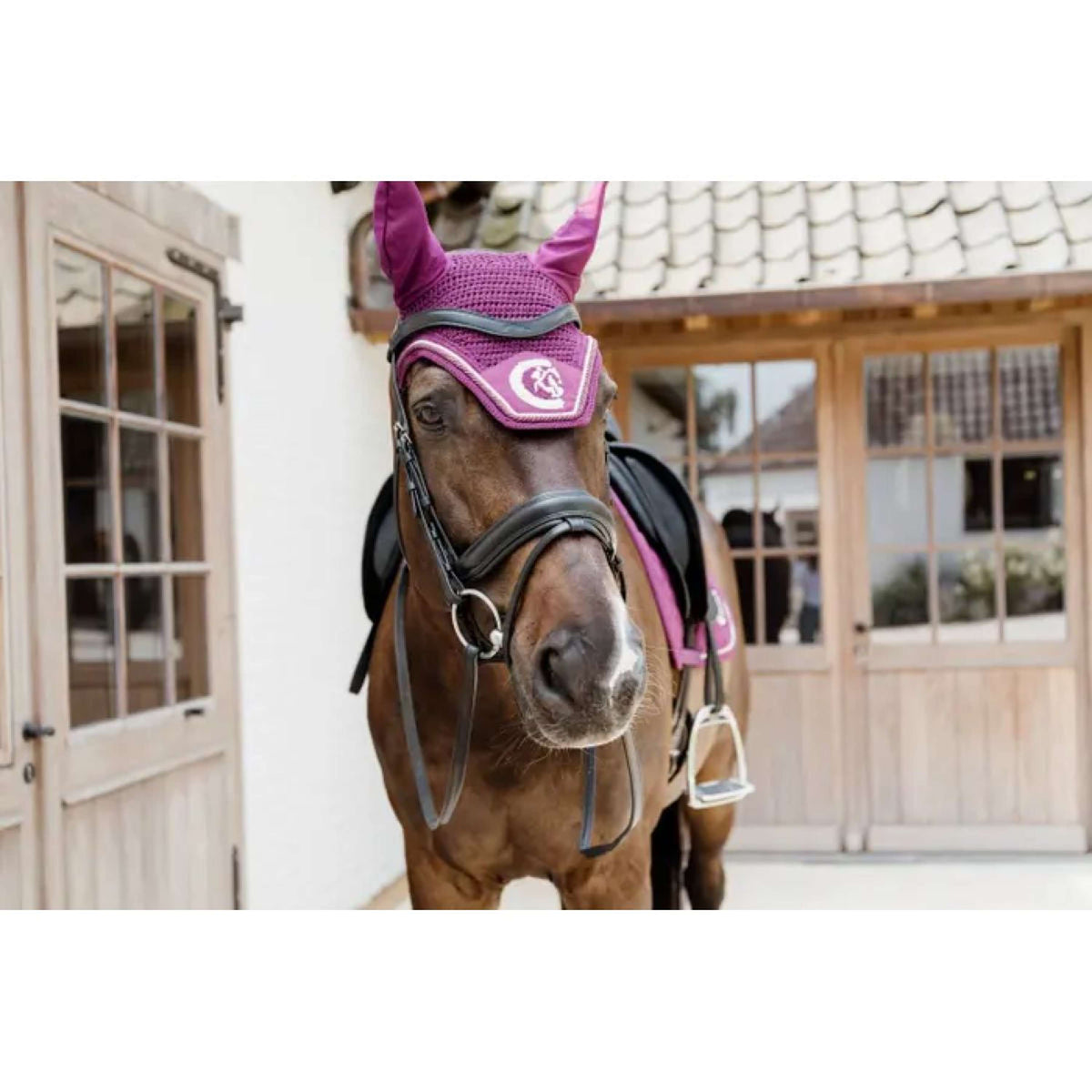 Kentucky Horsewear Ear Bonnet Wellington 3D Logo Purple