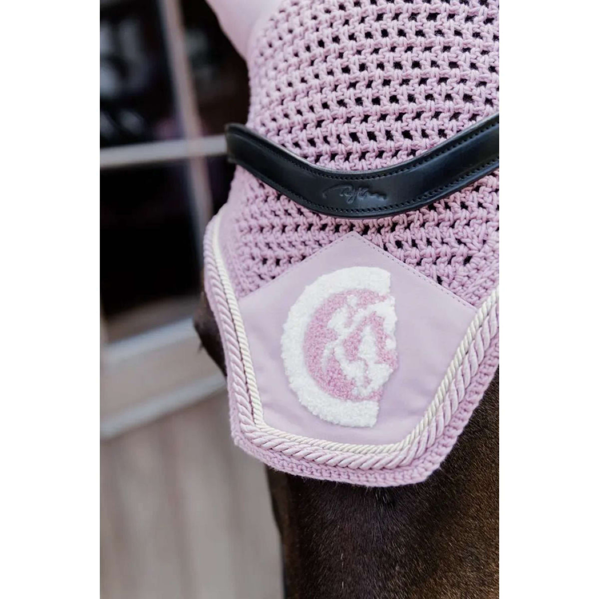 Kentucky Horsewear Ear Bonnet Wellington 3D Logo Light pink