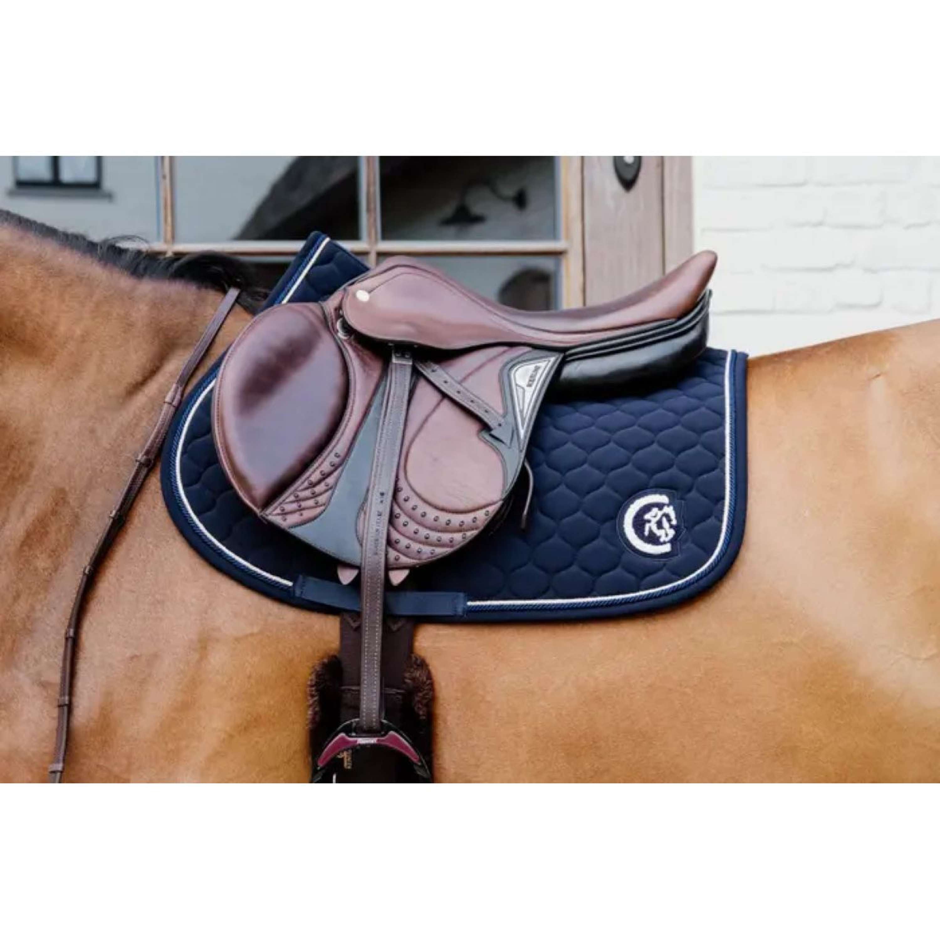 Kentucky Horsewear Saddlepad Onion Quilt 3D Logo Jumping Navy