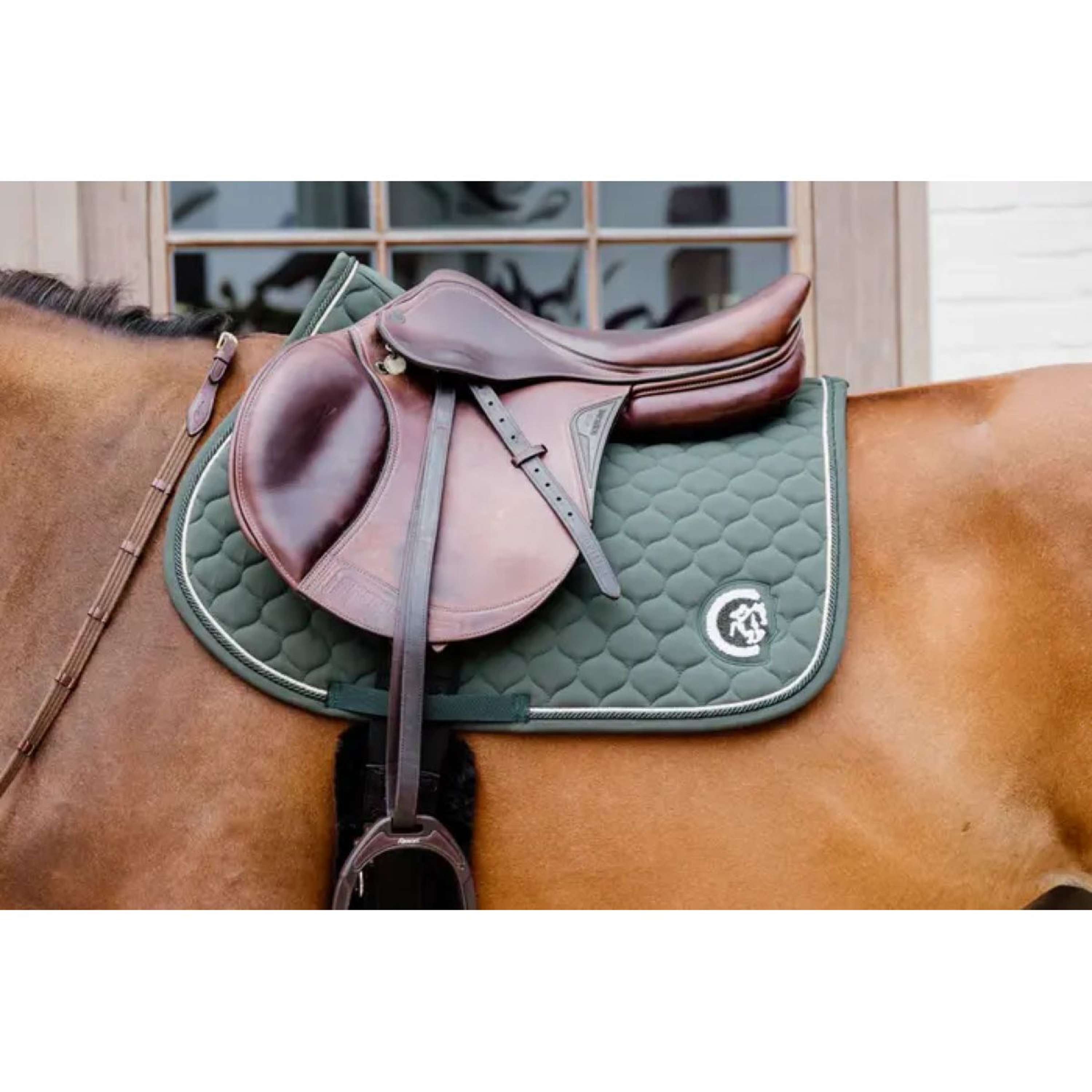 Kentucky Horsewear Saddlepad Onion Quilt 3D Logo Jumping Pine Green