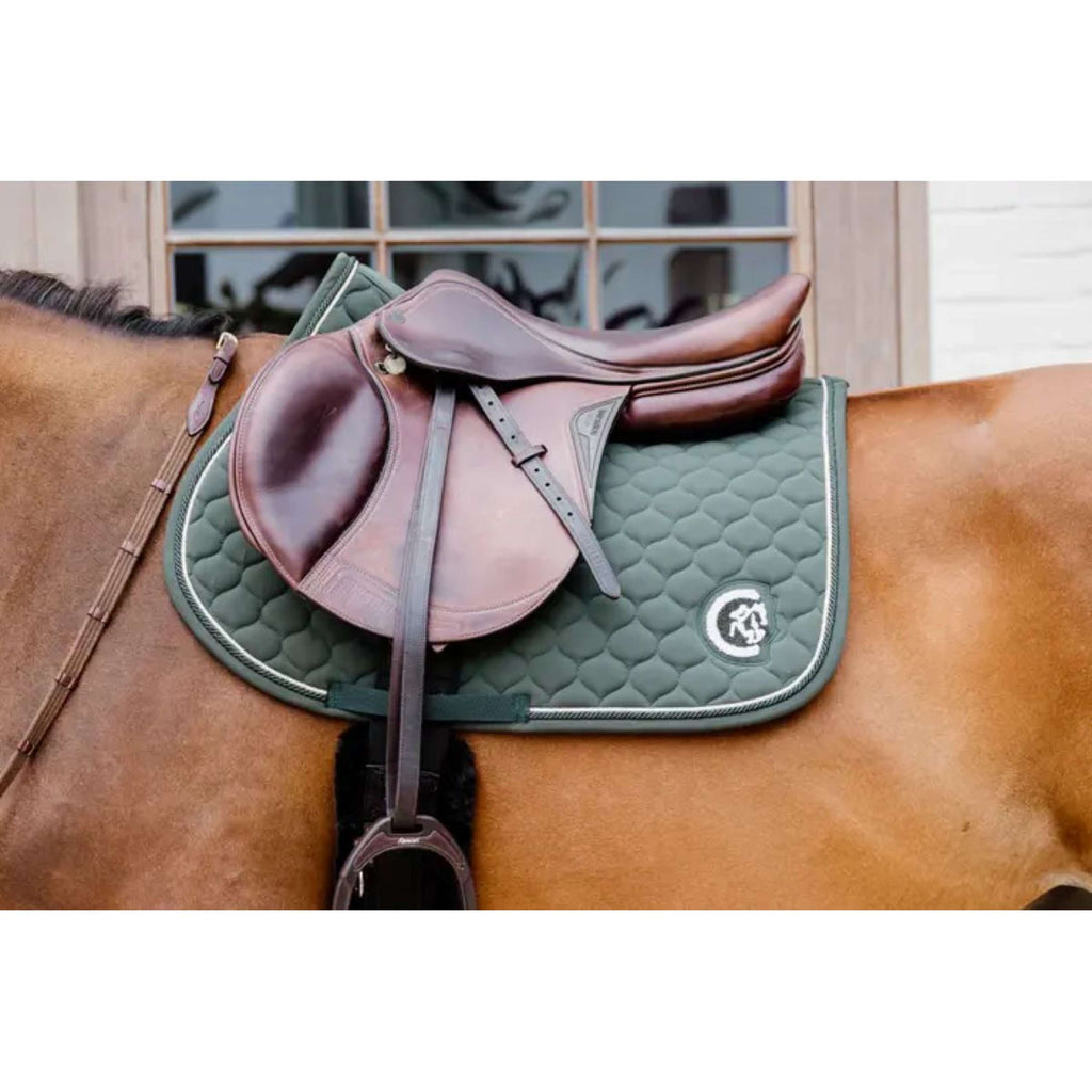 Kentucky Horsewear Saddlepad Onion Quilt 3D Logo Jumping Pine Green