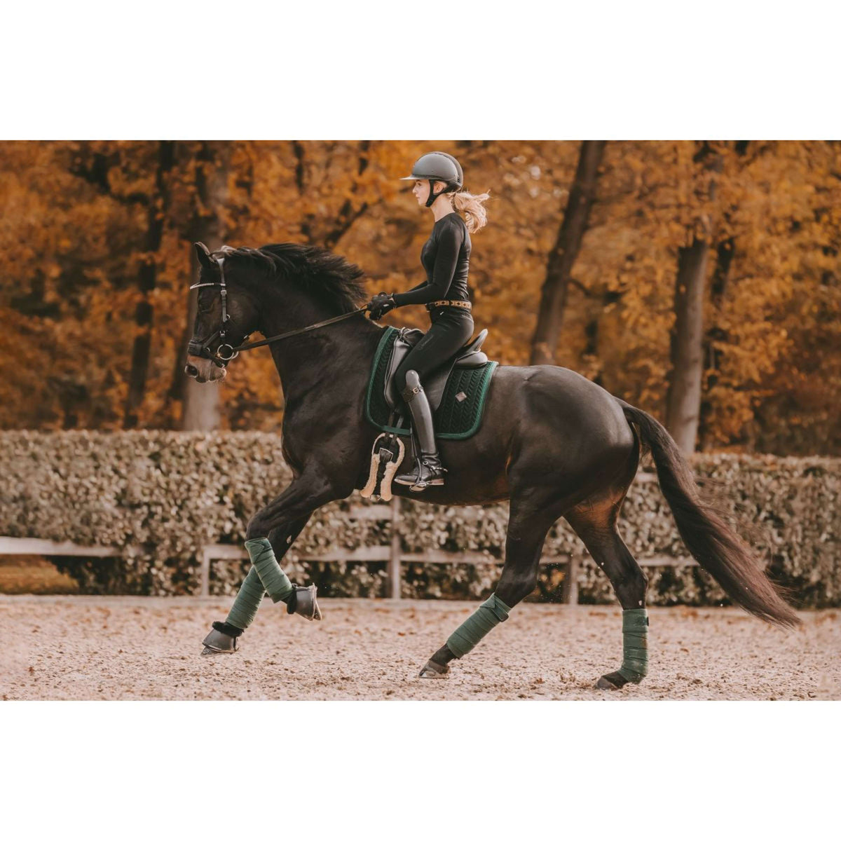 Kentucky Saddlepad Velvet Pearls Dressage Pine Green