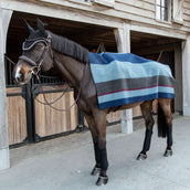 Kentucky Fleece Rug Heavy Square Stripes Navy/Grey Dots