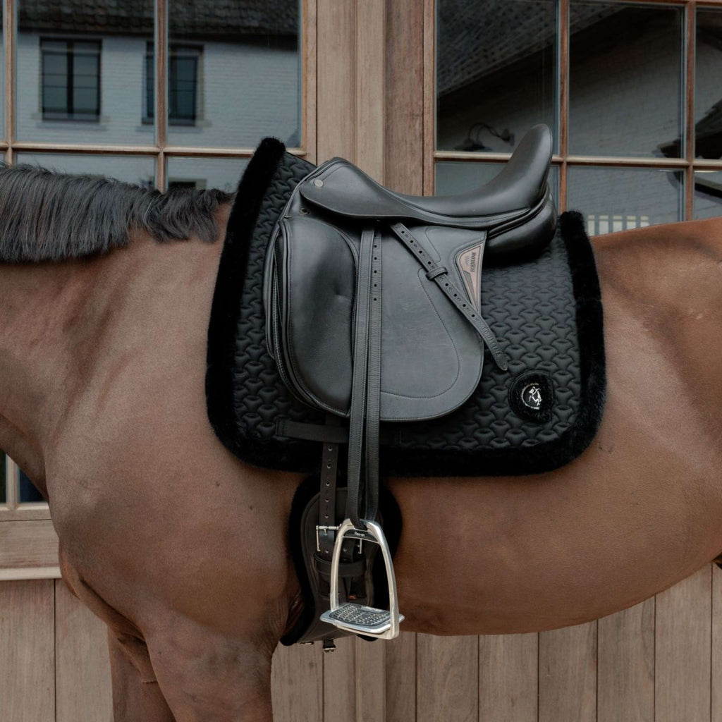 Kentucky Horsewear Saddlepad Fake Fur Onion Quilt Dressage Black