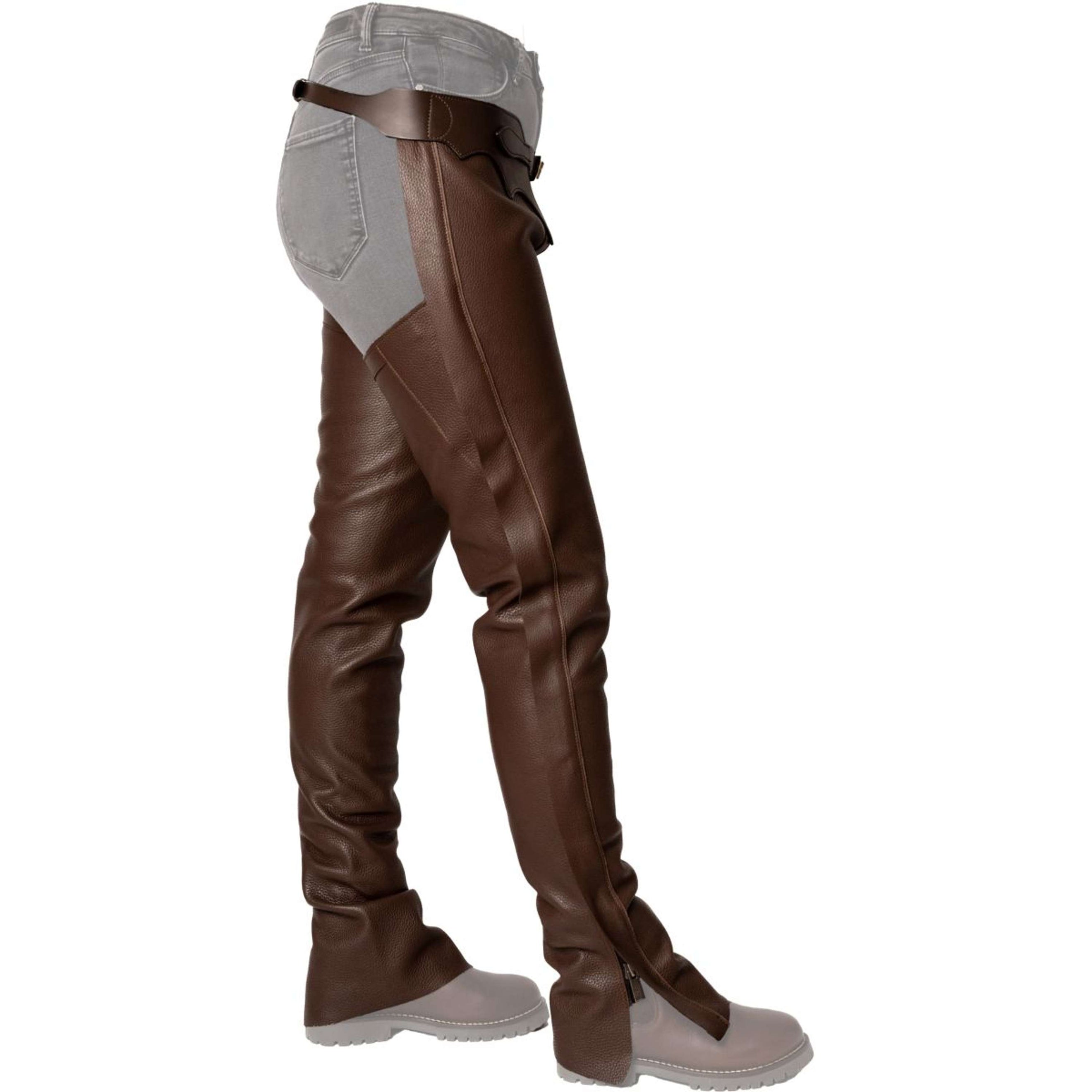 Dyon Long Leather Chaps Standard Brown