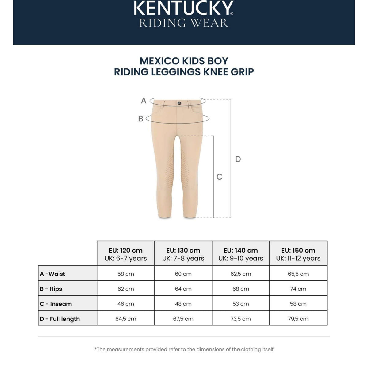 Kentucky Riding Legging Mexico Knee Grip Boys Beige